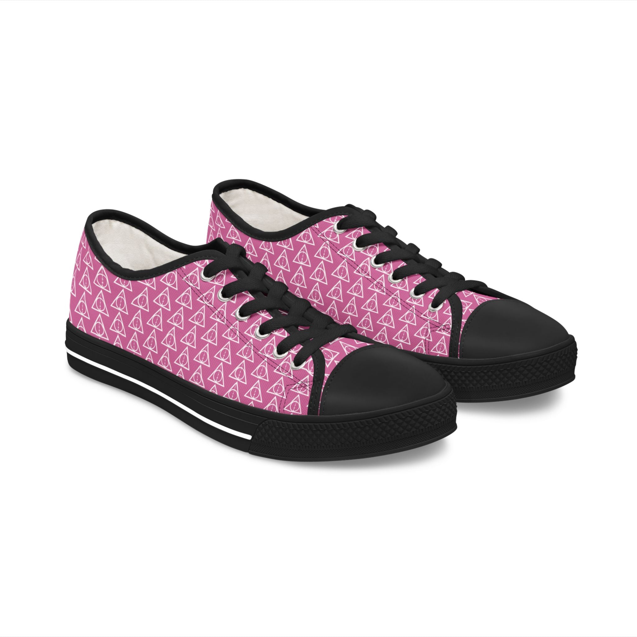 Harry Potter inspired Deathly Hallows Logo Women's Low Top Sneakers Light Pink