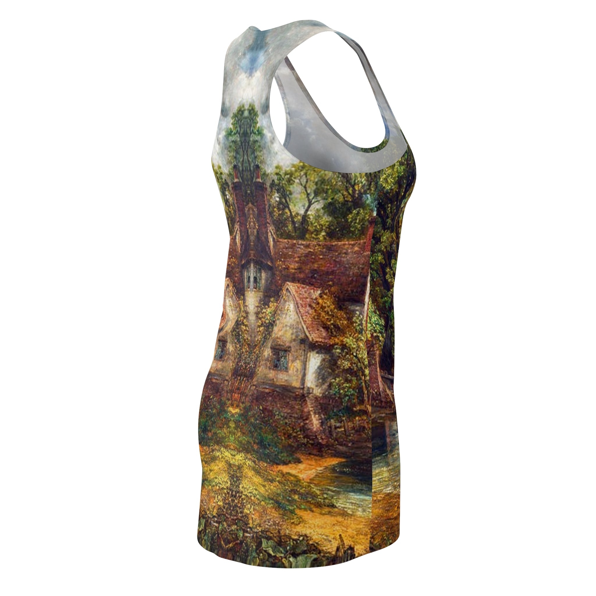 Fabled Fashion Haywain by John constable Women's Cut & Sew Racerback Dress (AOP)