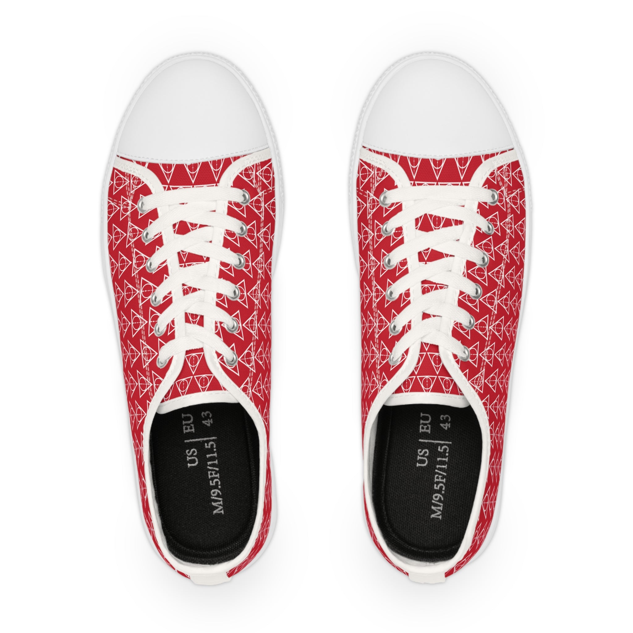 Harry Potter inspired Deathly Hallows logo Men's Low Top Sneakers Red