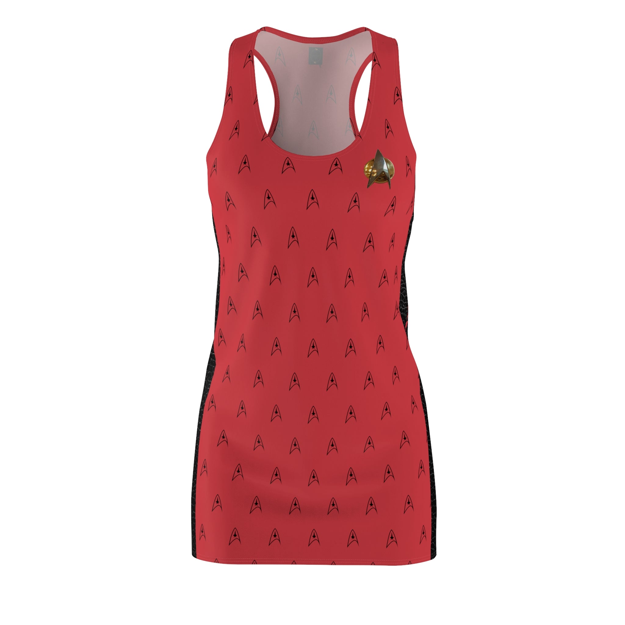 Fabled Fashion Red Trekkie Women's Cut & Sew Racerback Dress (AOP)