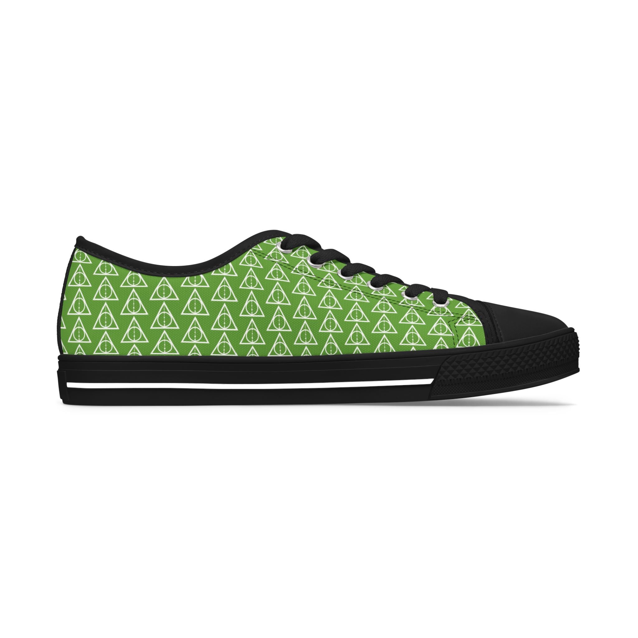 Harry Potter inspired Deathly Hallows Logo Women's Low Top Sneakers Green