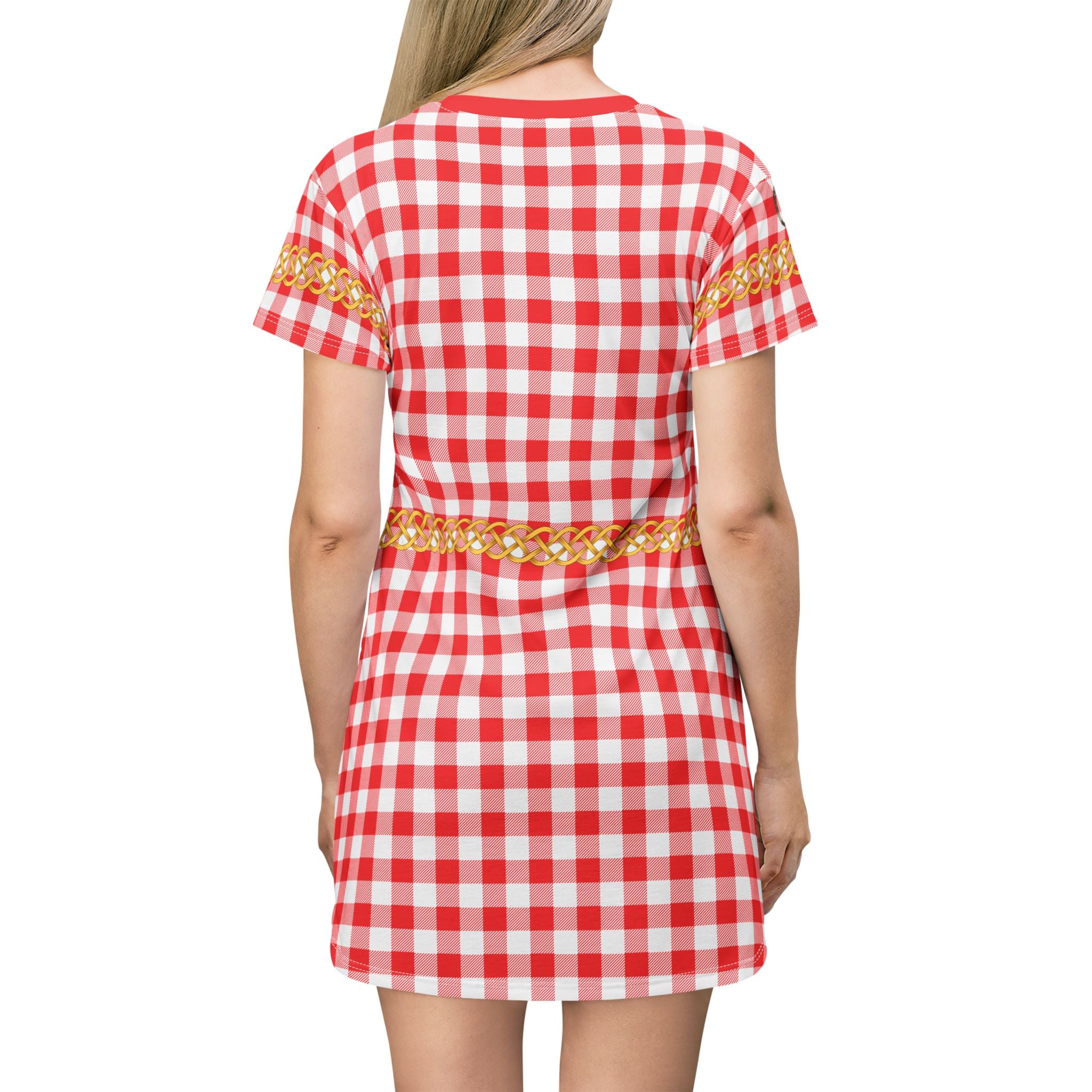 Fabled Fashion Celtic Knot Gingham pattern All Over Print Spring/Summer T-Shirt Dress