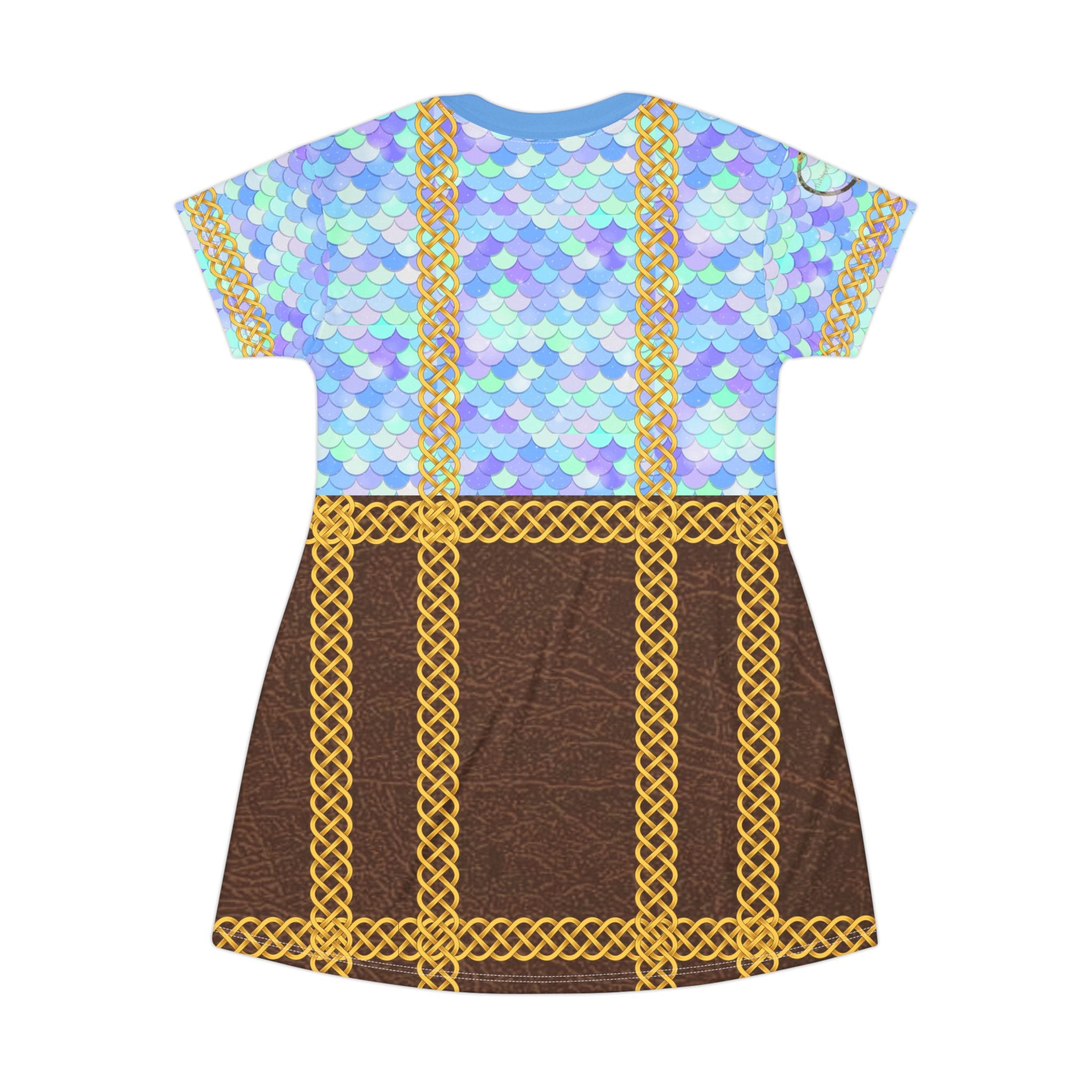 Fabled Fashion Mermaid Tail skin and Leather effect Celtic knot Medieval fashion All Over Print T-Shirt Dress