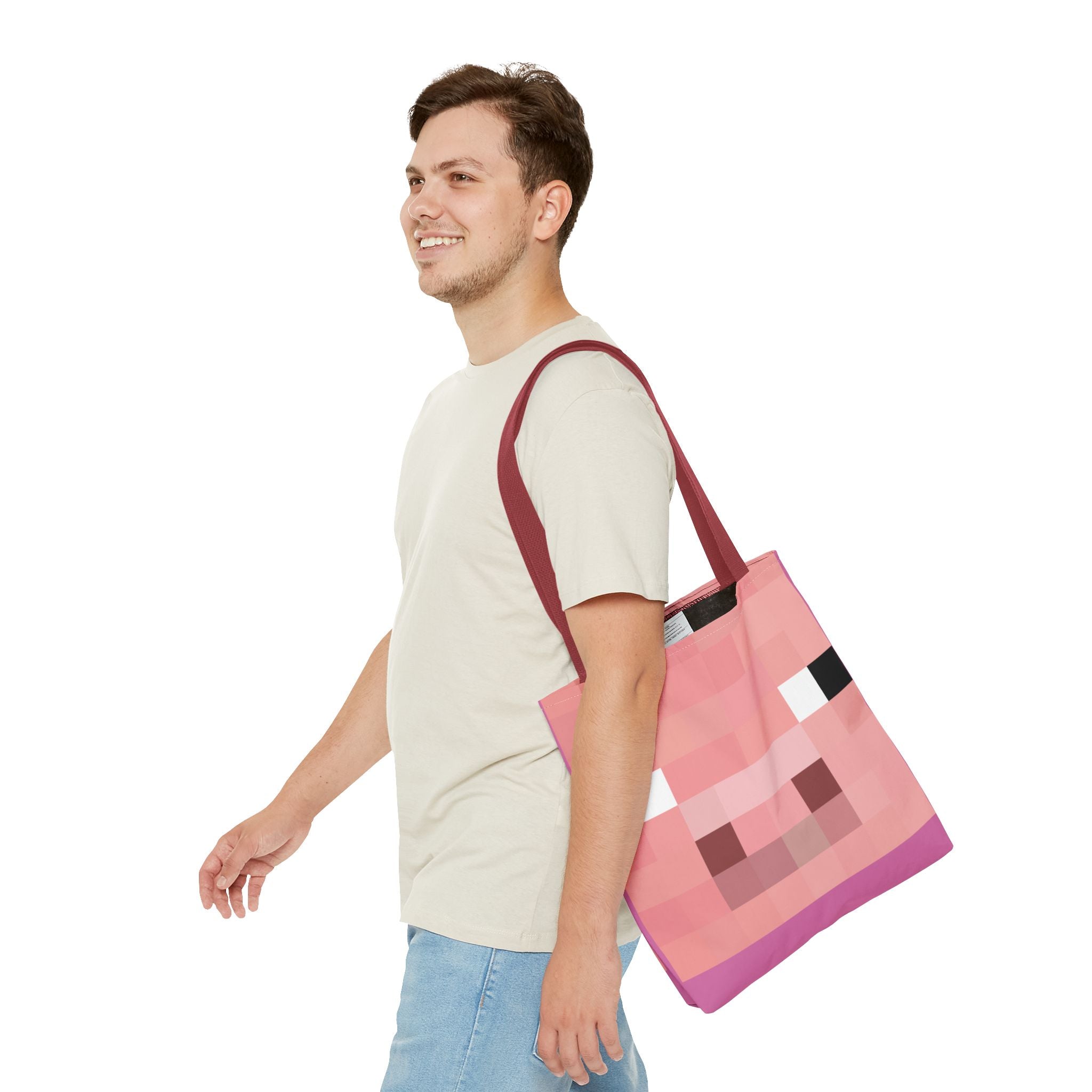 Minecraft inspired Pig Tote Bag (AOP) Perfect for  Halloween