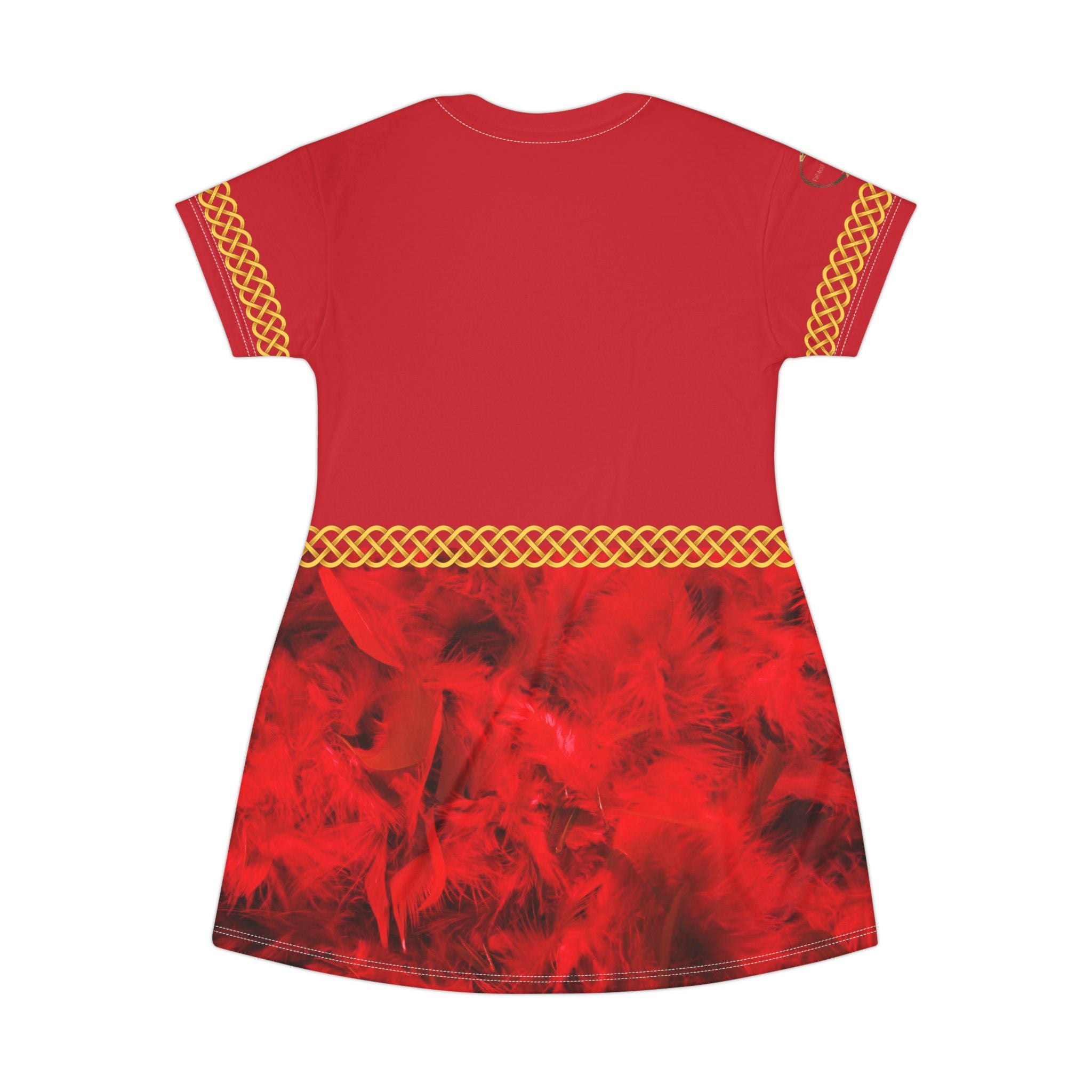 Fabled Fashion Red Feather effect Celtic Knot Medieval Fashions All Over Print Spring/Summer T-Shirt Dress