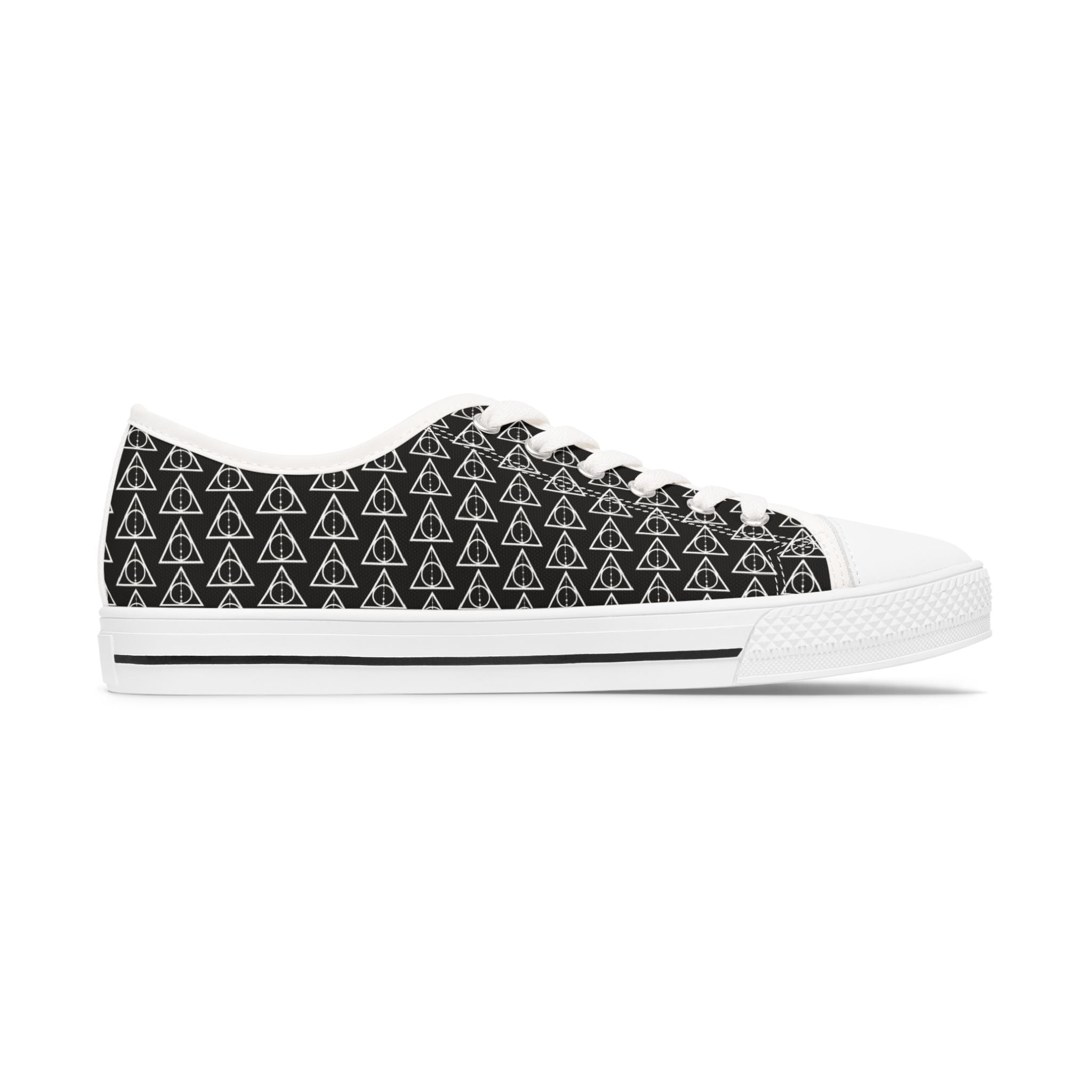 Harry Potter inspired Deathly Hallows Logo Women's Low Top Sneakers (Purple)