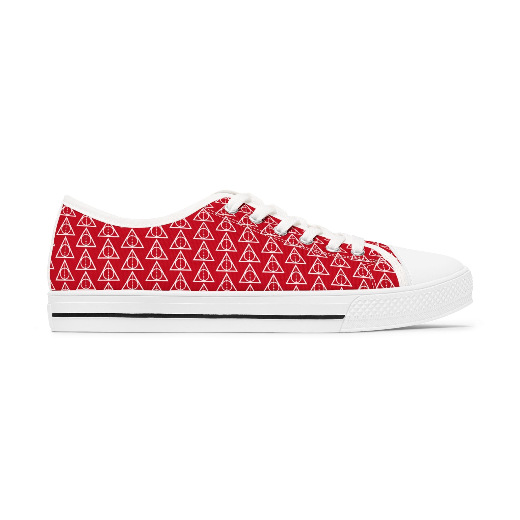 Harry Potter inspired Deathly Hallows Logo Women's Low Top Sneakers Red