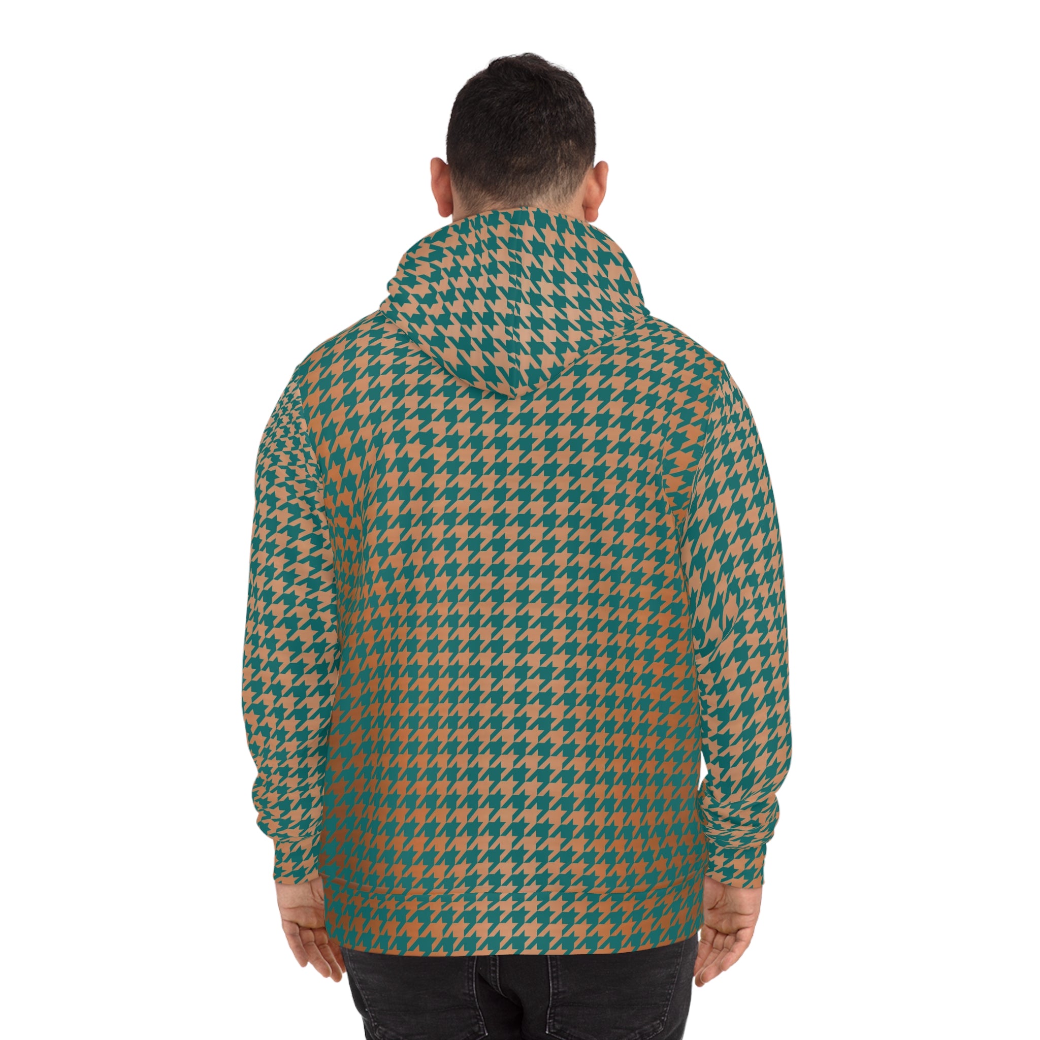 Fabled Fashion Verdigris and Copper houndstooth pattern Unisex Hoodie (AOP)