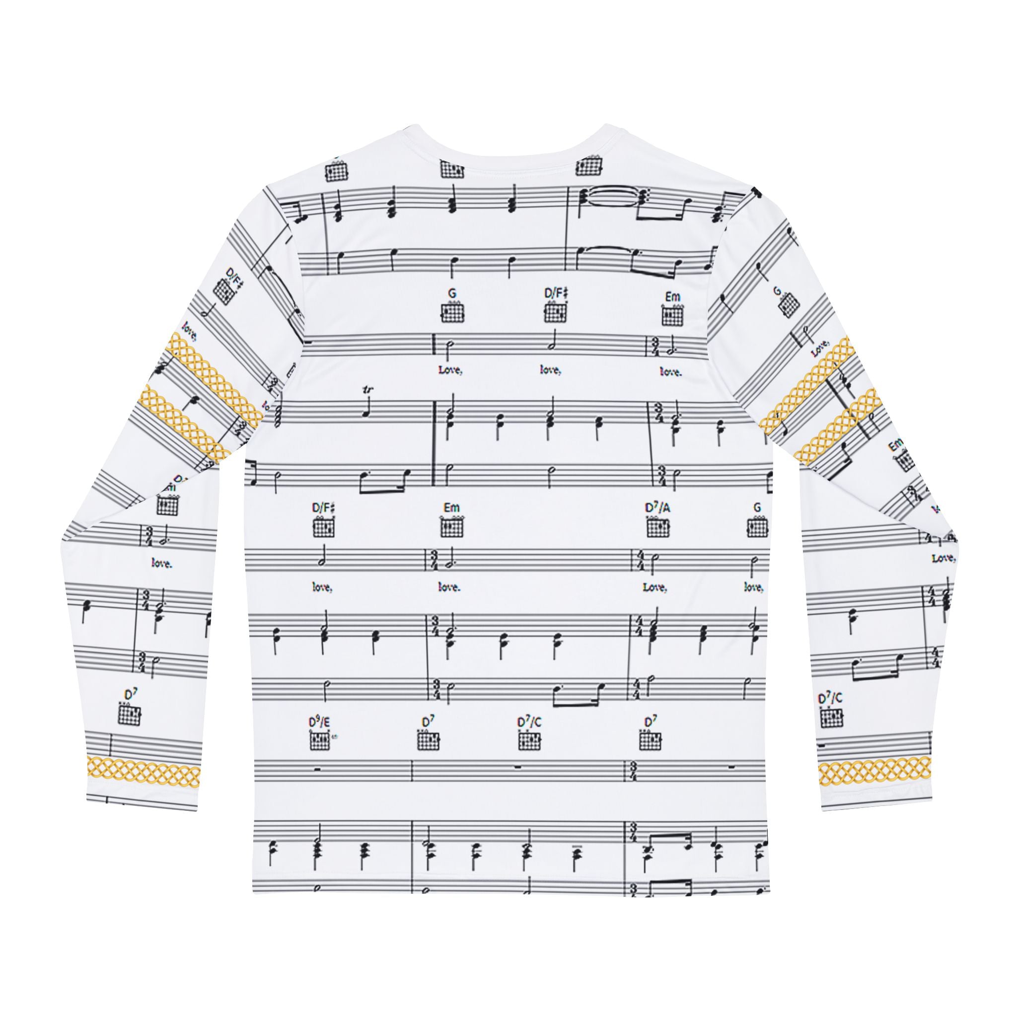 Fabled Fashion Men's Long Sleeve Musical stave / All you need is love Celtic chain effect AOP Shirt