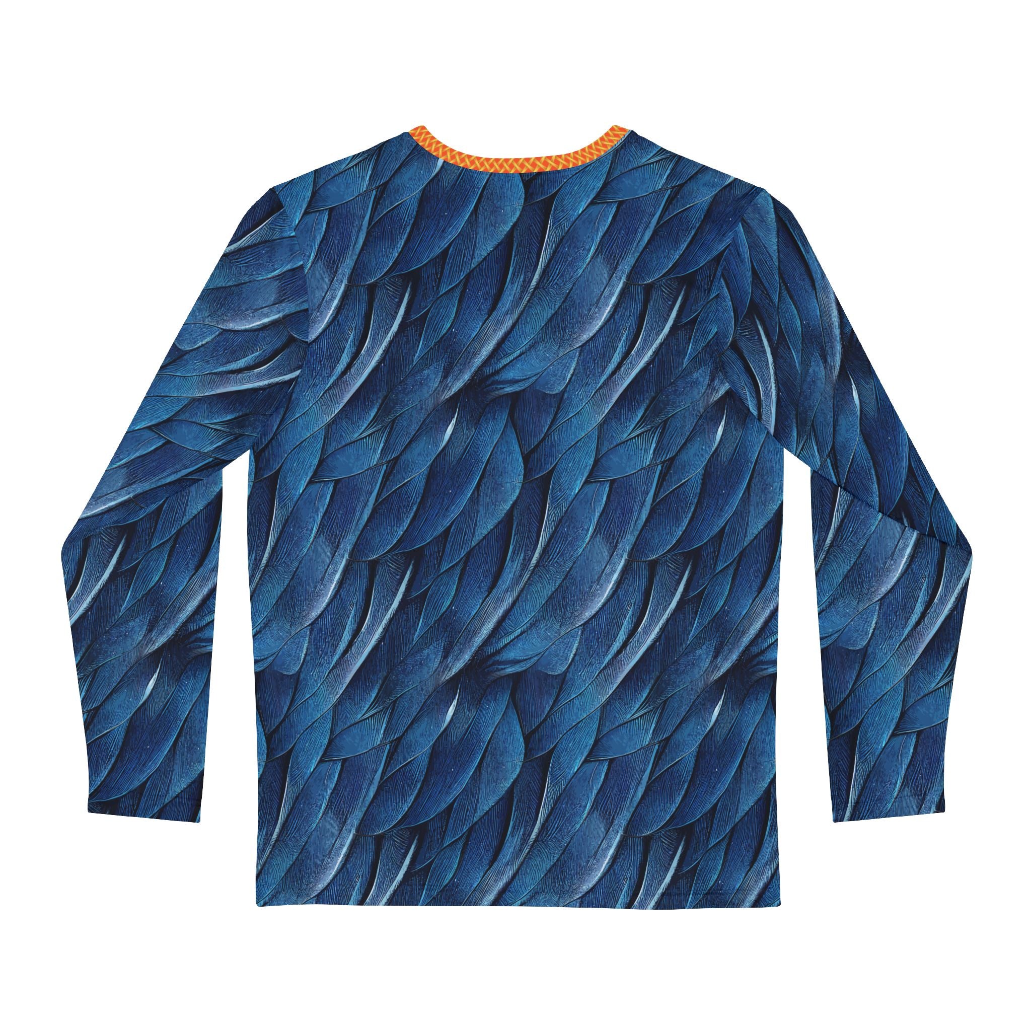 Fabled Fashion Men's Blue Feather Print Celtic chain AOP Shirt Blue/Orange