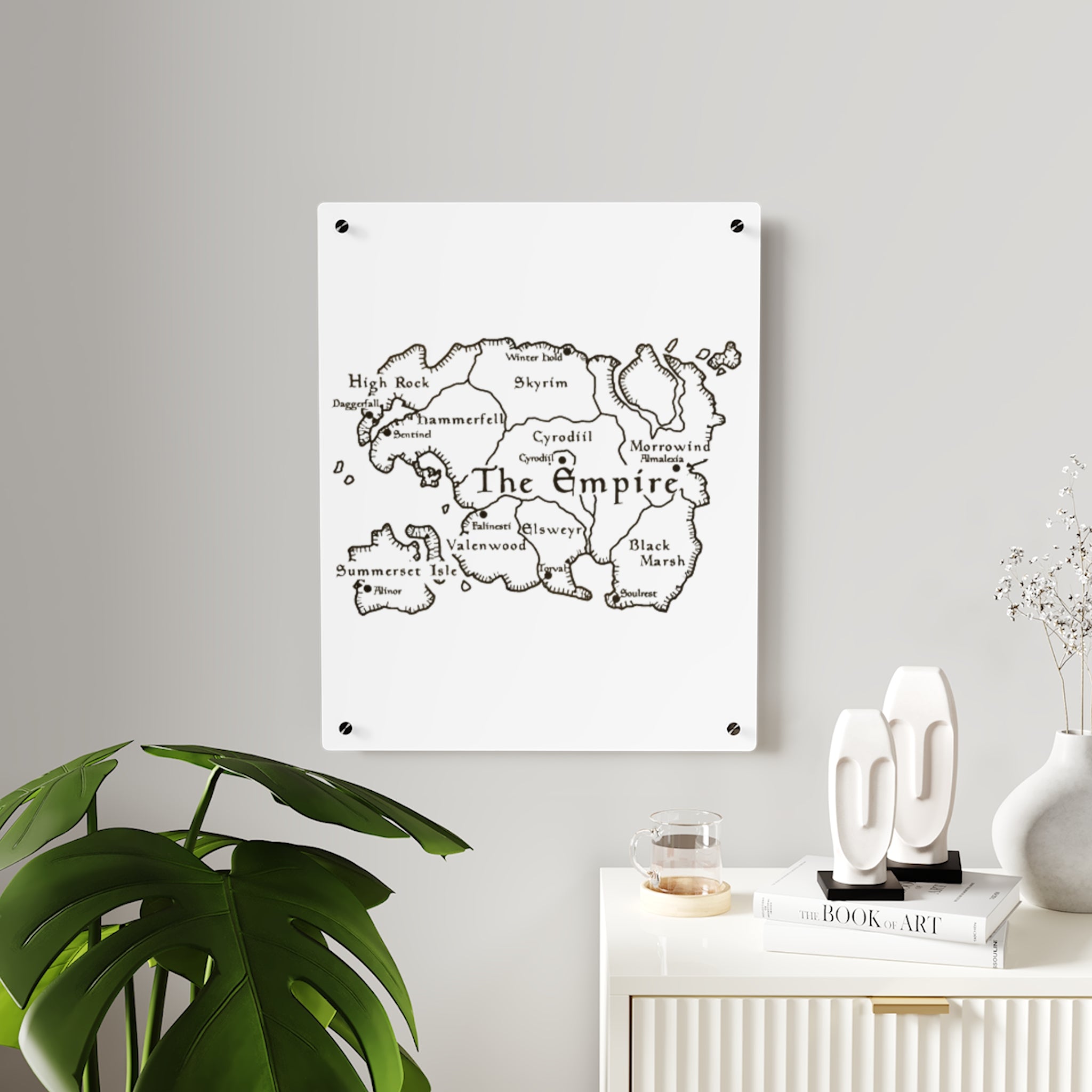 Tamriel map Dragonborn Skyrim Acrylic Wall Art Panels