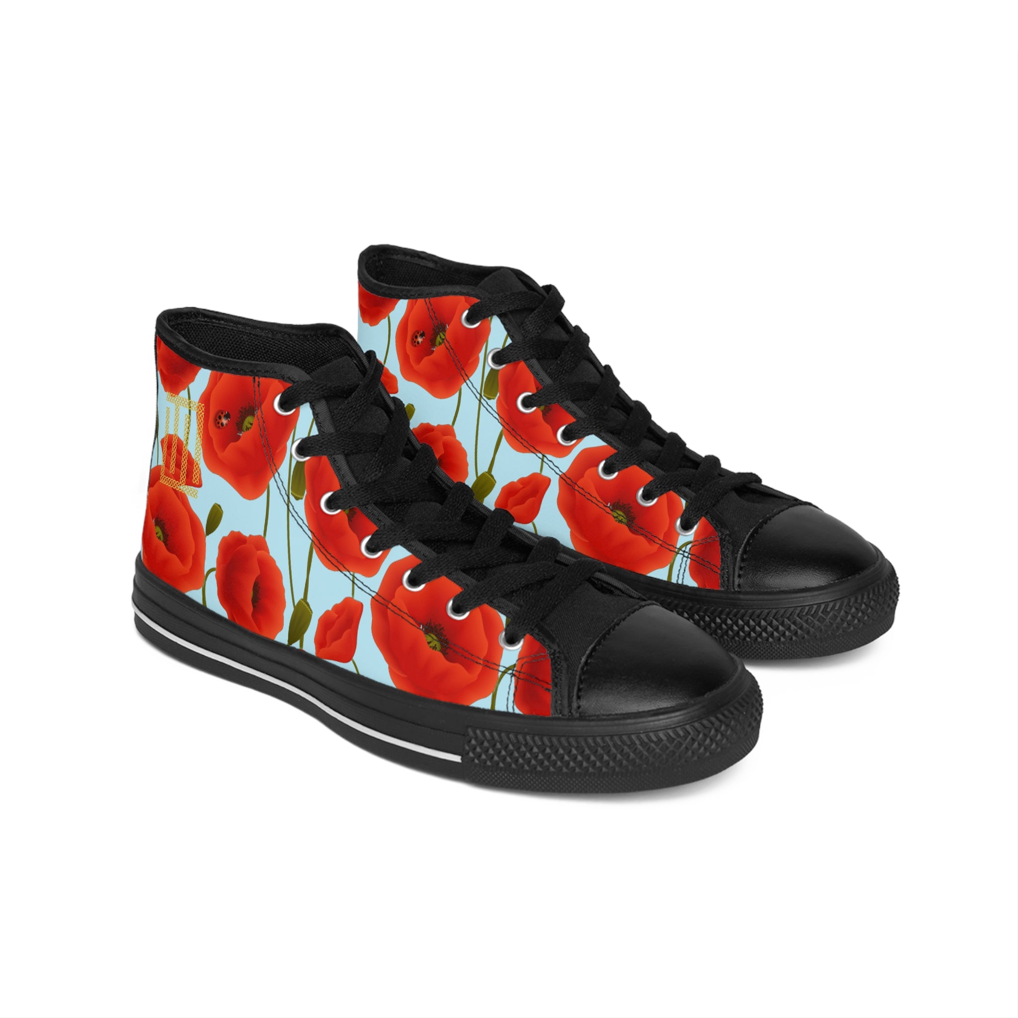 Fabled Fashion Poppies on Blue Women's Classic Sneakers