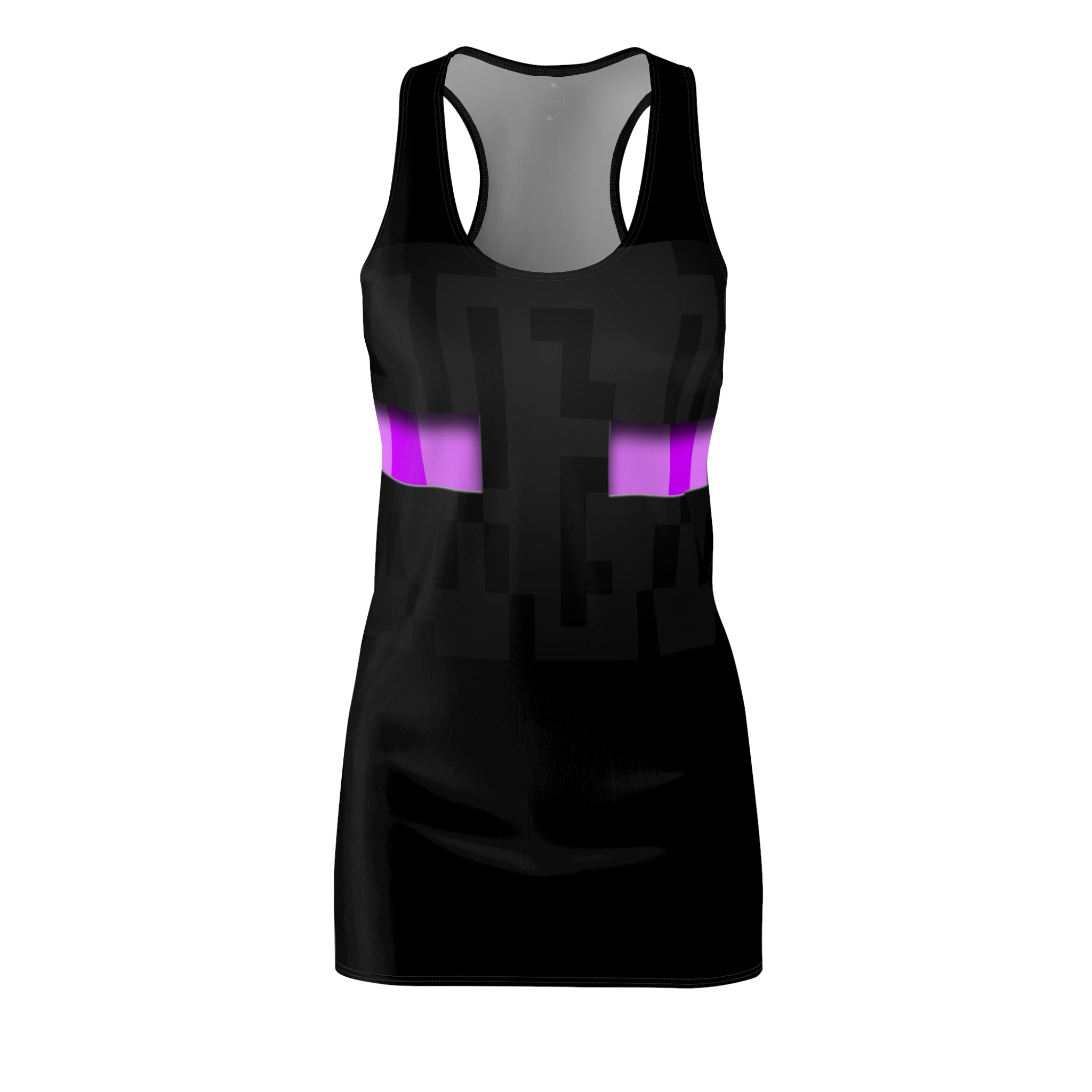 Fabled Fashion Minecraft inspired Enderman pattern Women's Cut & Sew Racerback Dress (AOP) Perfect for Halloween