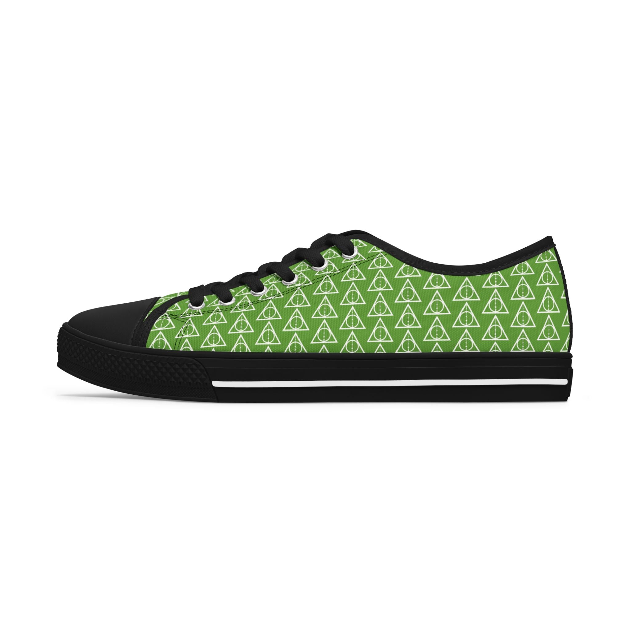 Harry Potter inspired Deathly Hallows Logo Women's Low Top Sneakers Green
