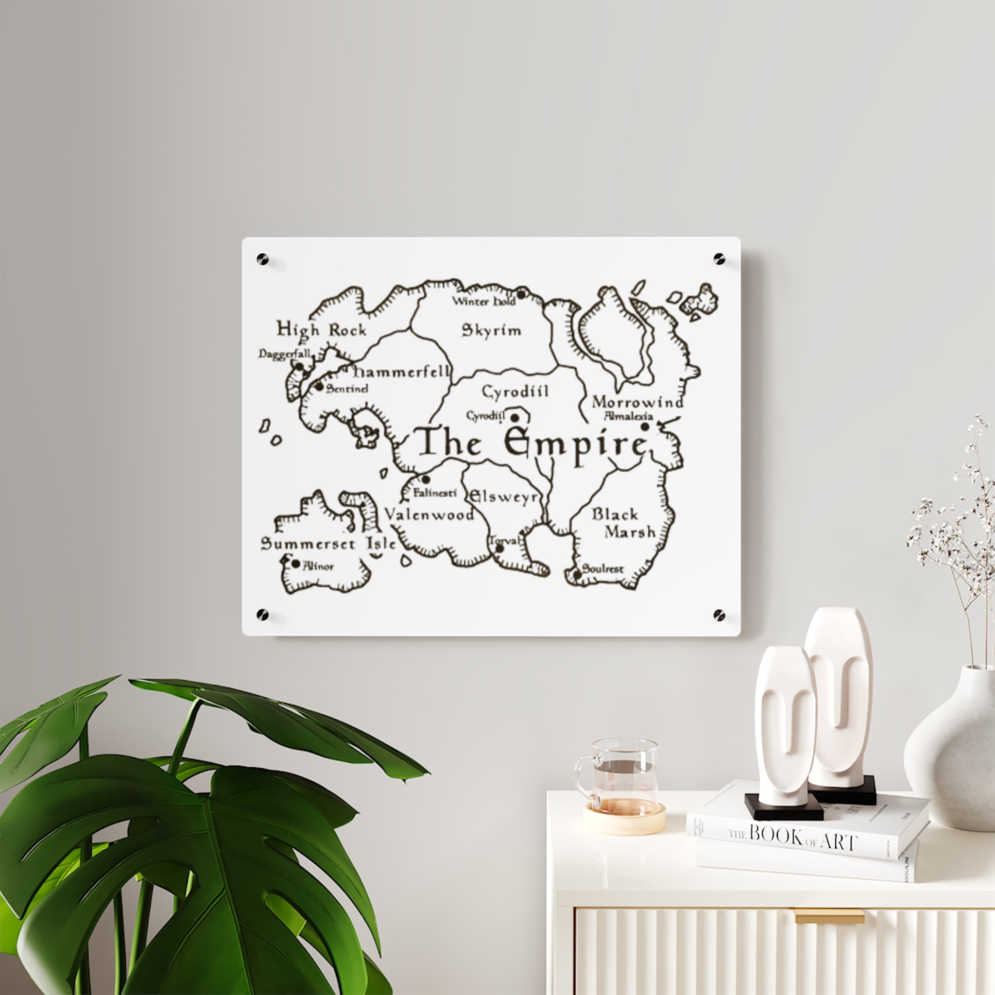 Tamriel map Dragonborn Skyrim Acrylic Wall Art Panels