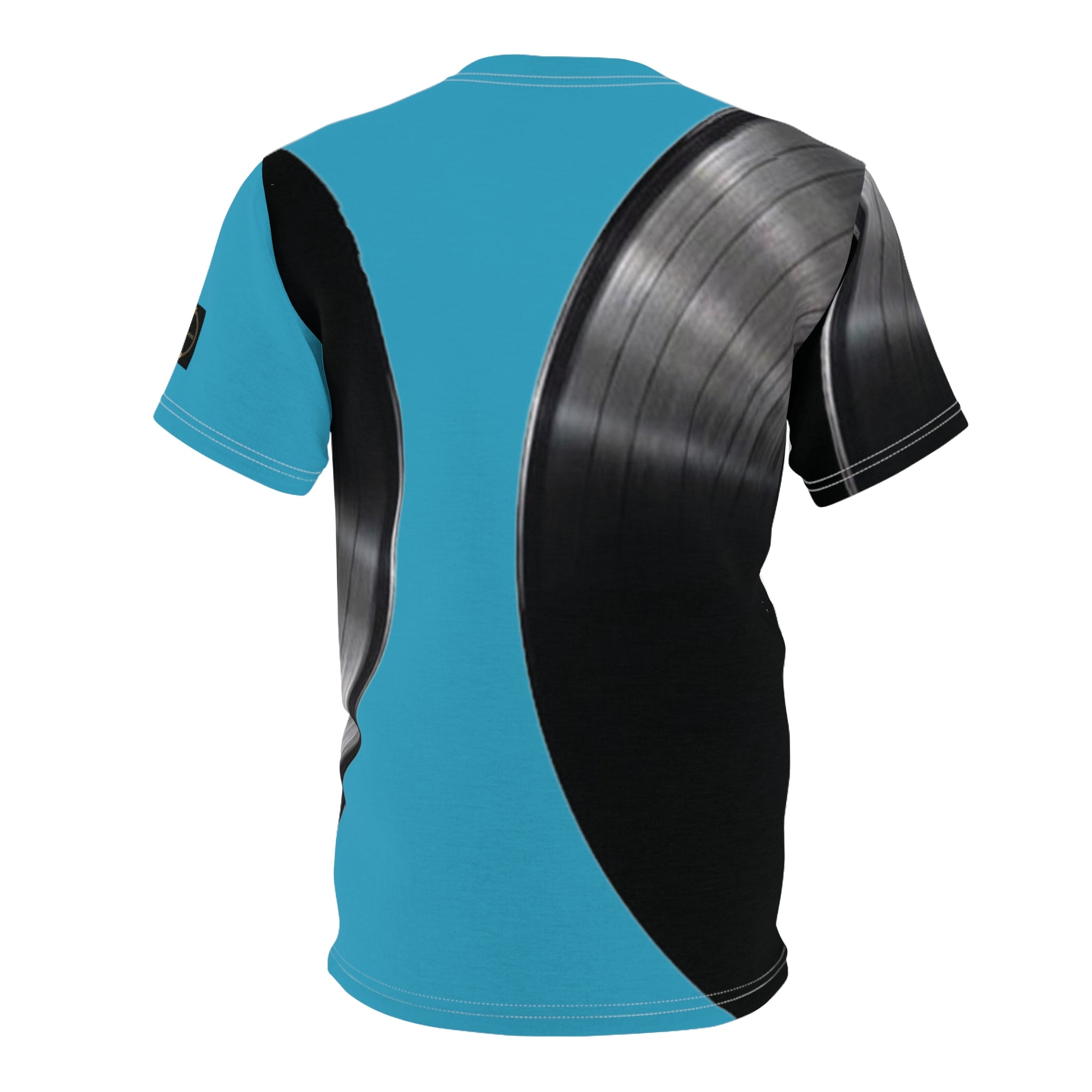 Fabled Fashion Vinyl Record design Unisex Cut & Sew Tee (AOP) Blue