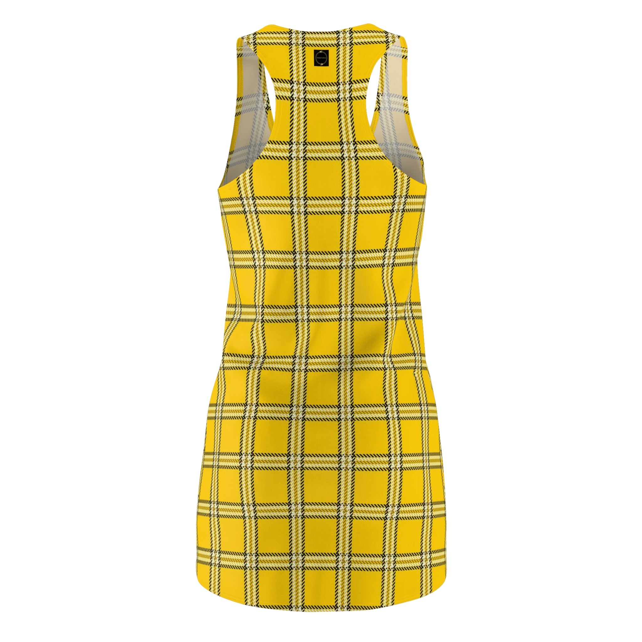 Fabled Fashion Yellow Plaid 'Clueless' inspired Dress with Celtic Knot effect Women's Cut & Sew Racerback Dress (AOP)
