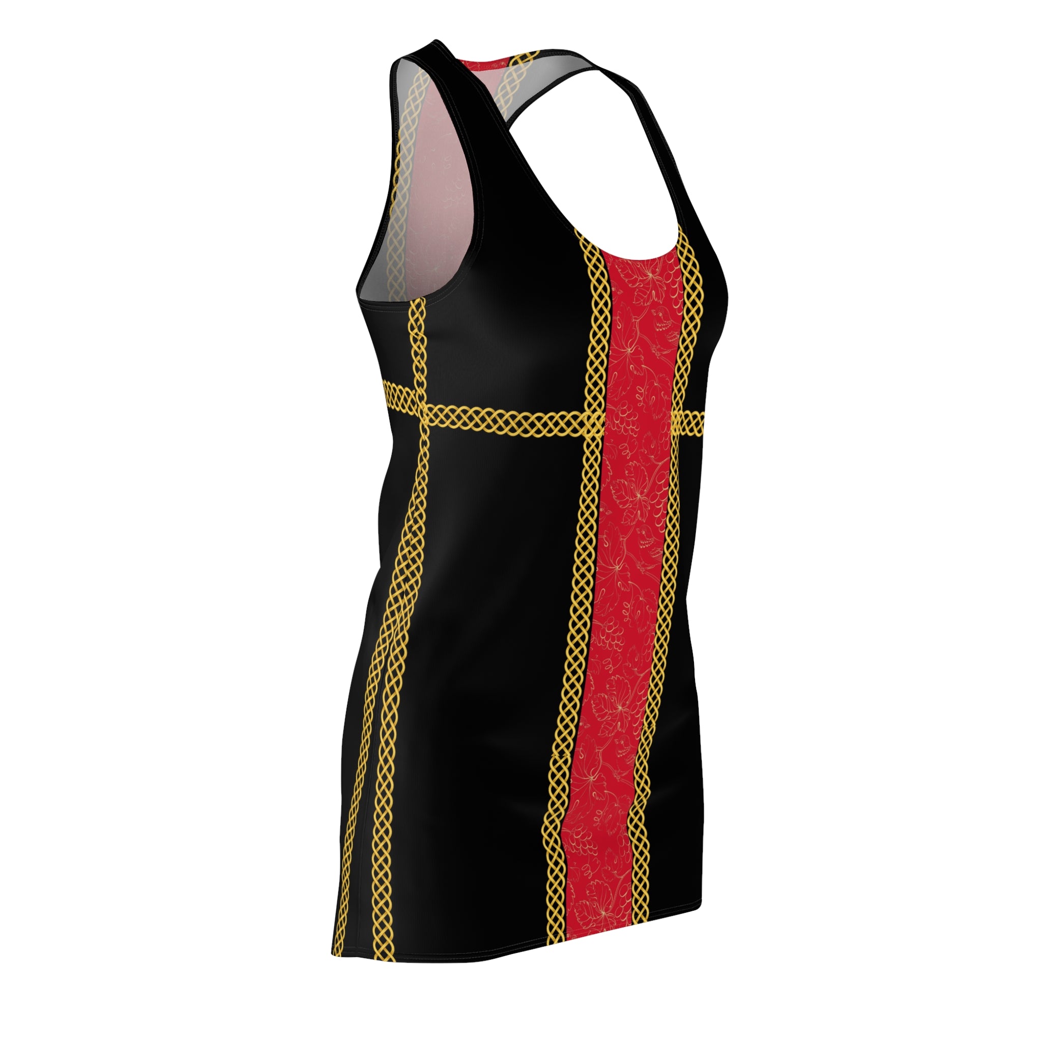 Fabled Fashion Red grape band with Celtic knot effect Black Women's Cut & Sew Racerback Dress (AOP)