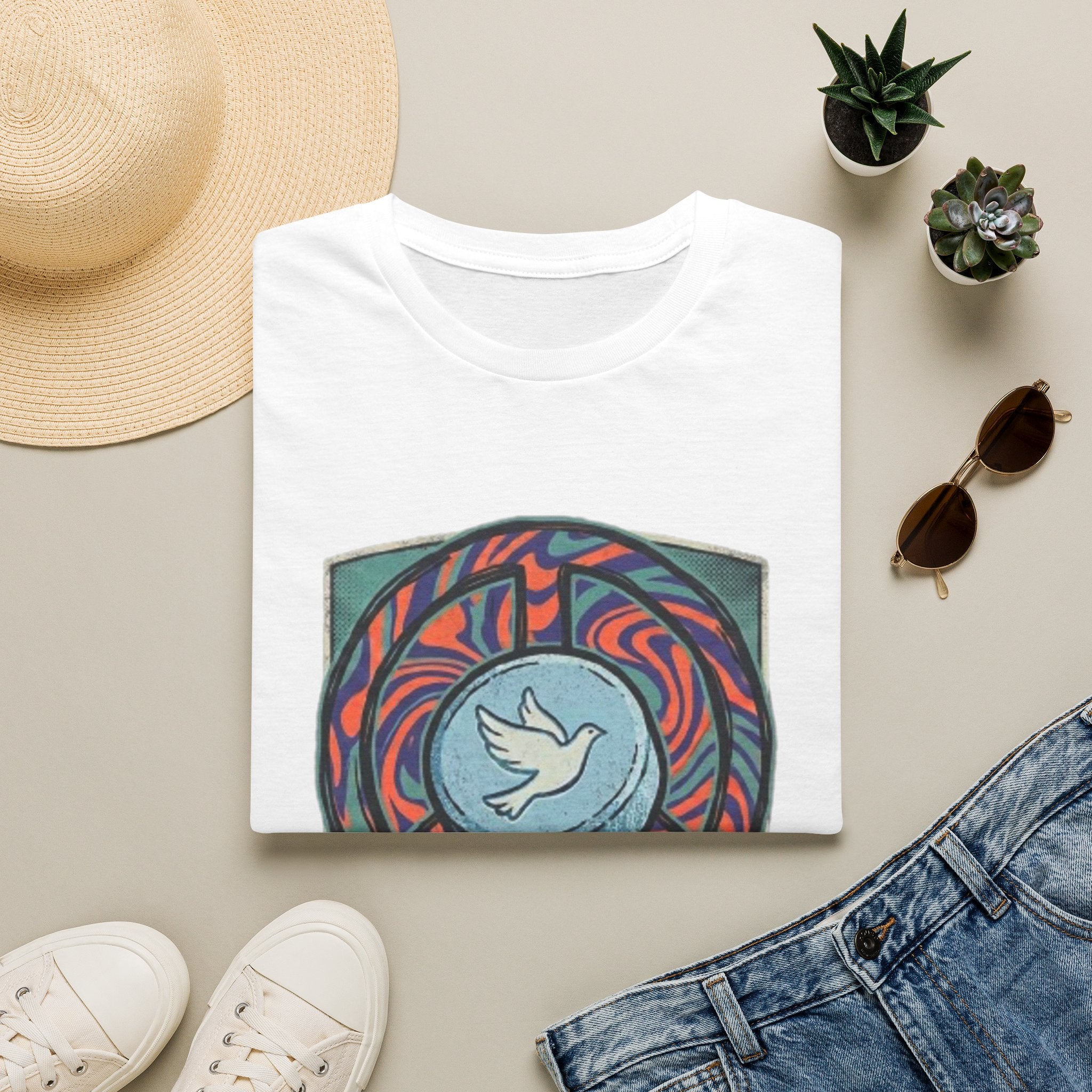 Retro Mandala Dove T-Shirt — 90s Raver Peace Tee