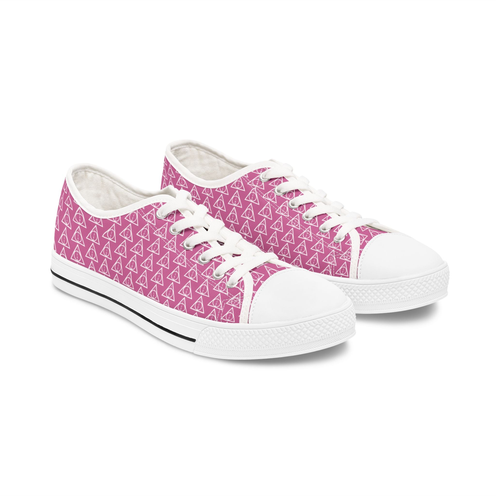 Harry Potter inspired Deathly Hallows Logo Women's Low Top Sneakers Light Pink