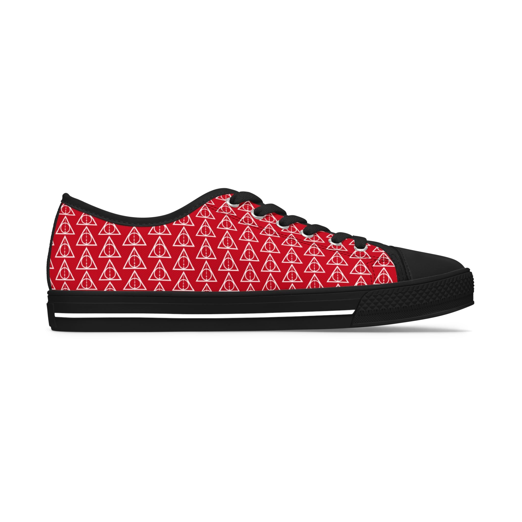 Harry Potter inspired Deathly Hallows Logo Women's Low Top Sneakers Red