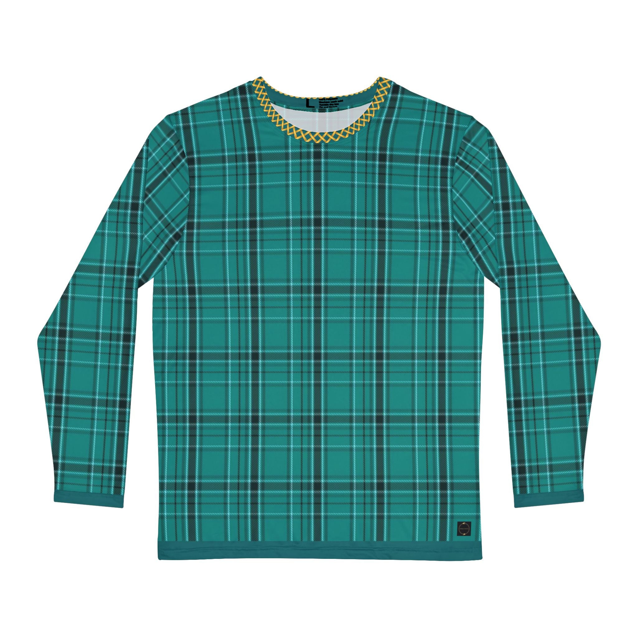 Fabled Fashion Men's Long Sleeve Verdigris plaid pattern AOP Shirt