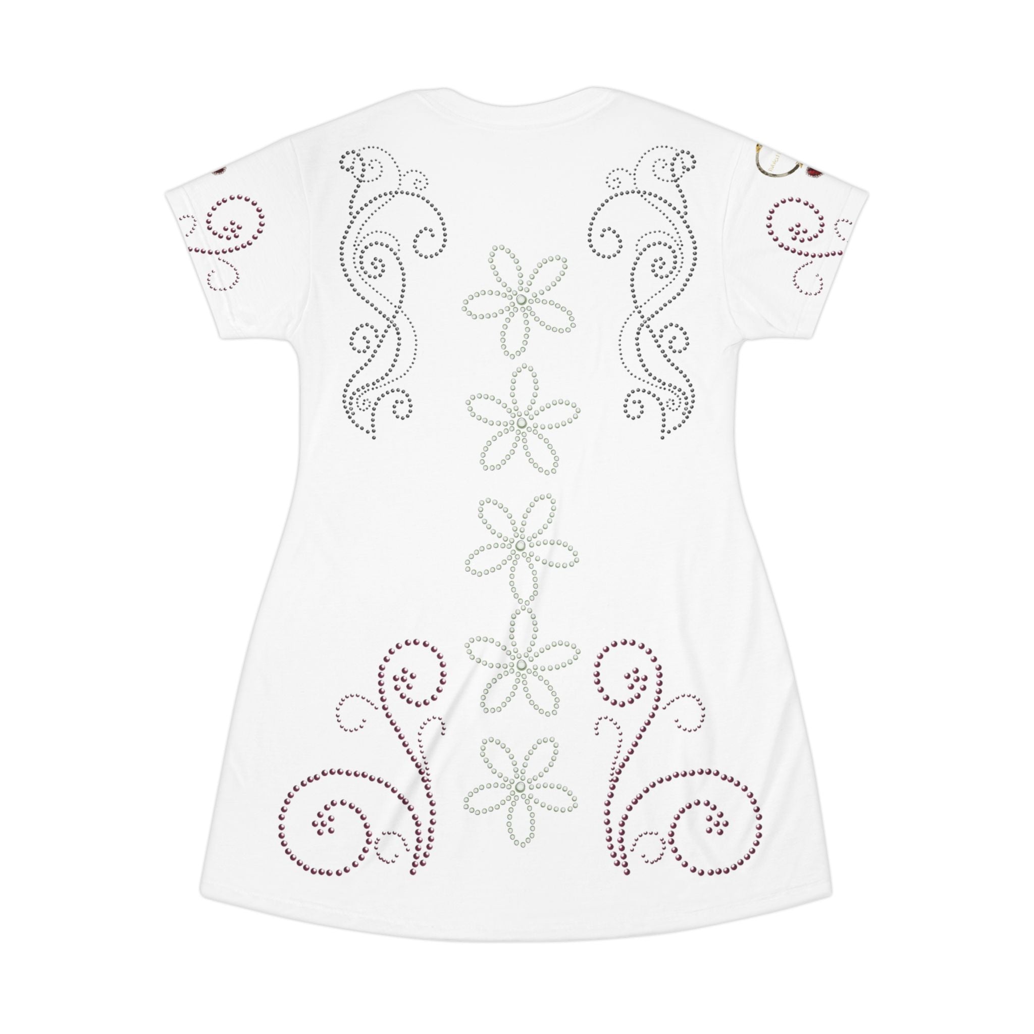 Fabled Fashion Rhinestone All Over Print Spring/Summer T-Shirt Dress