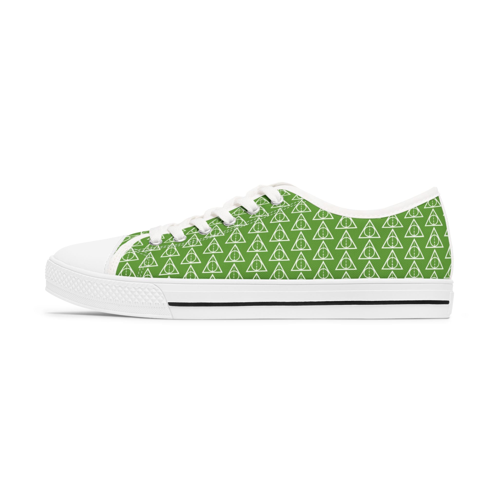 Harry Potter inspired Deathly Hallows Logo Women's Low Top Sneakers Green