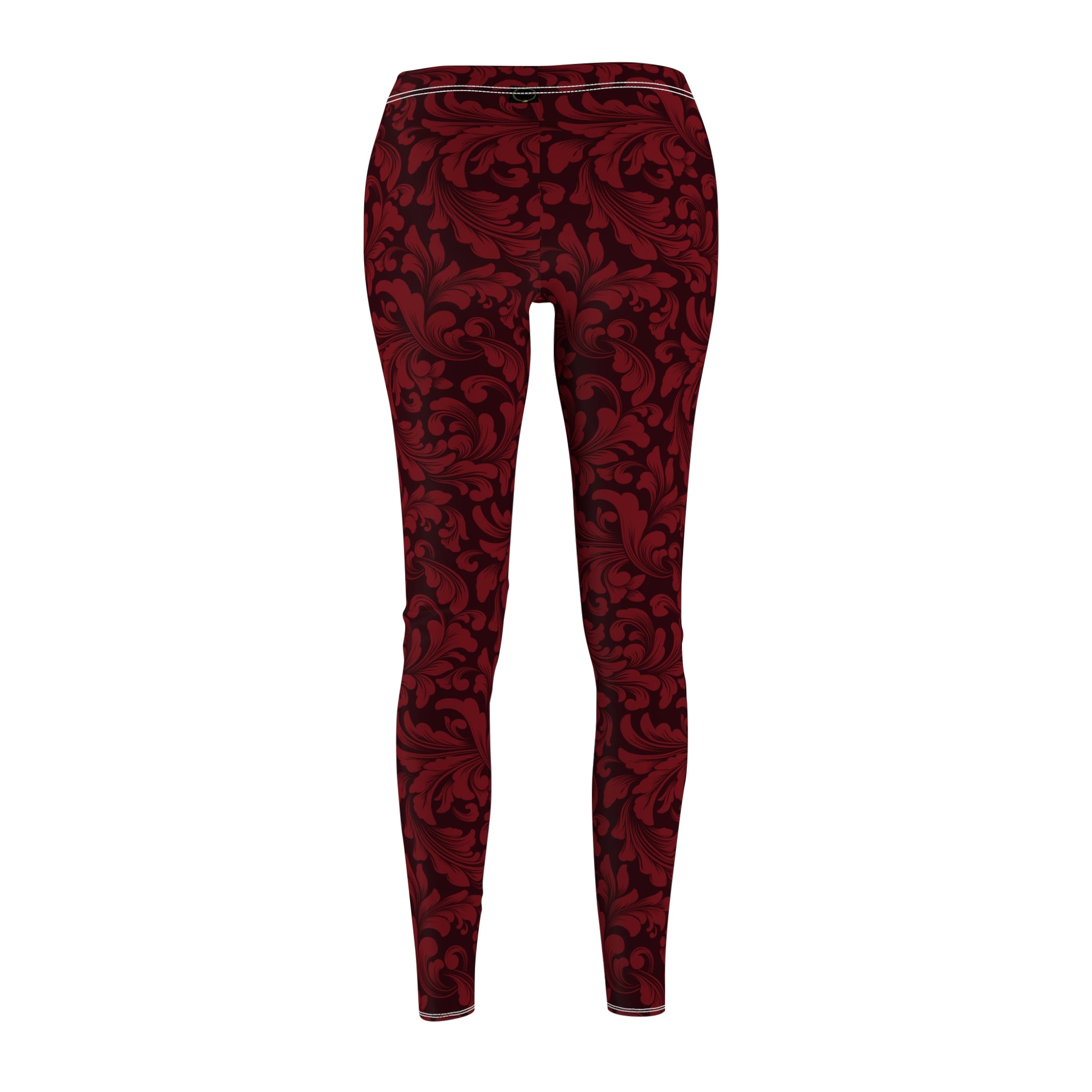 Fabled Fashion Red /Black damask pattern Women's Cut & Sew Casual Leggings (AOP)