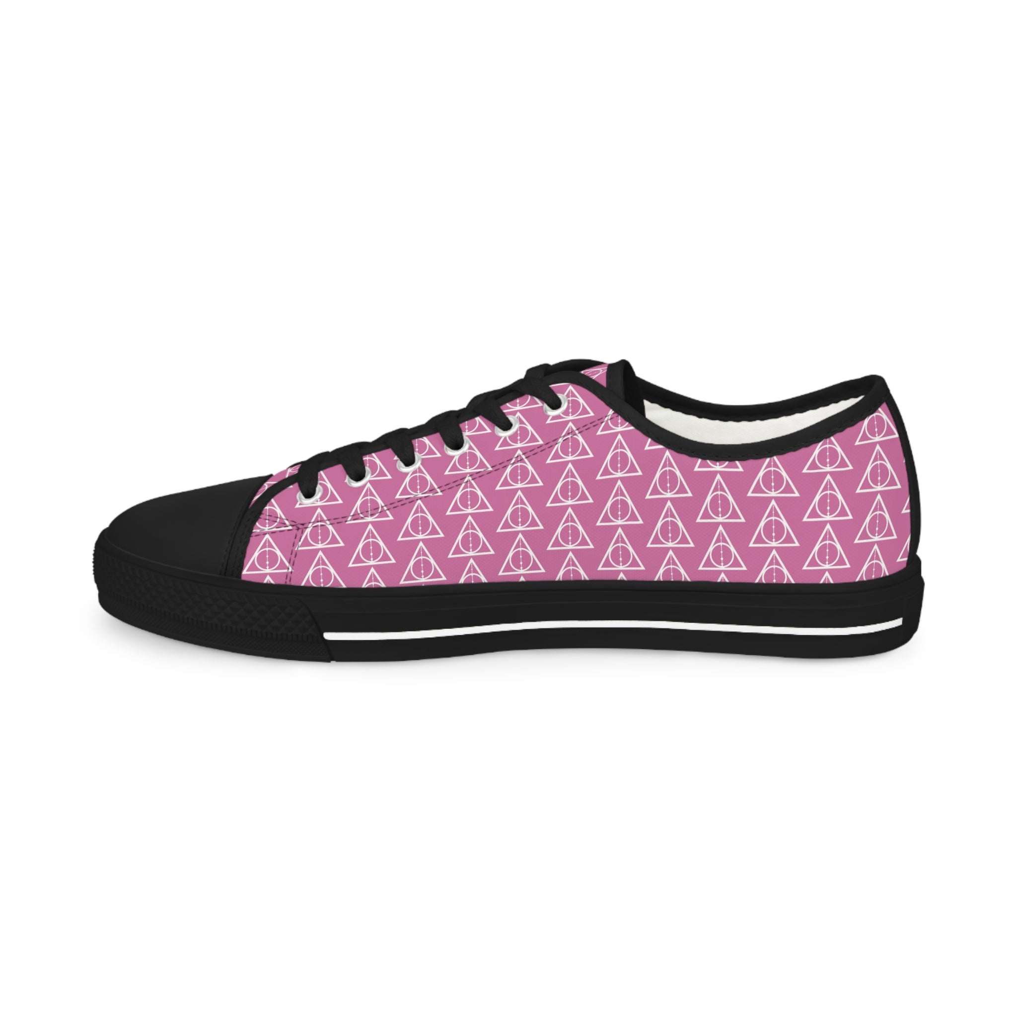 Harry Potter inspired Deathly Hallows logo Men's Low Top Sneakers Light Pink