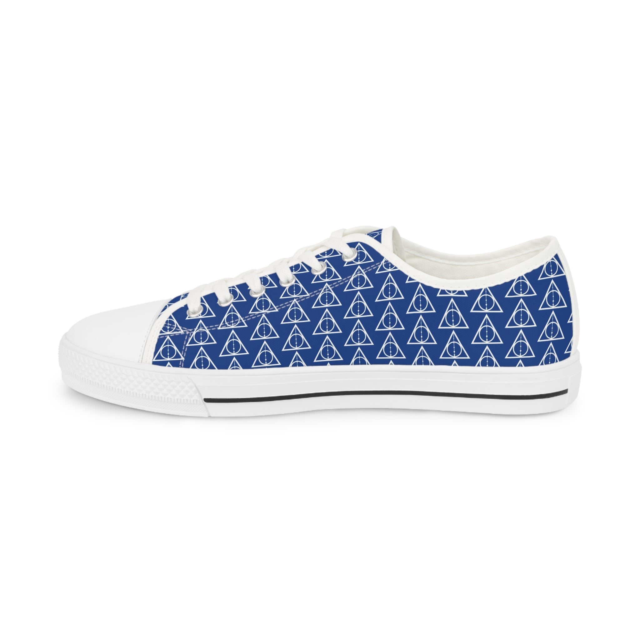 Harry Potter inspired Deathly Hallows logo Men's Low Top Sneakers Navy Blue