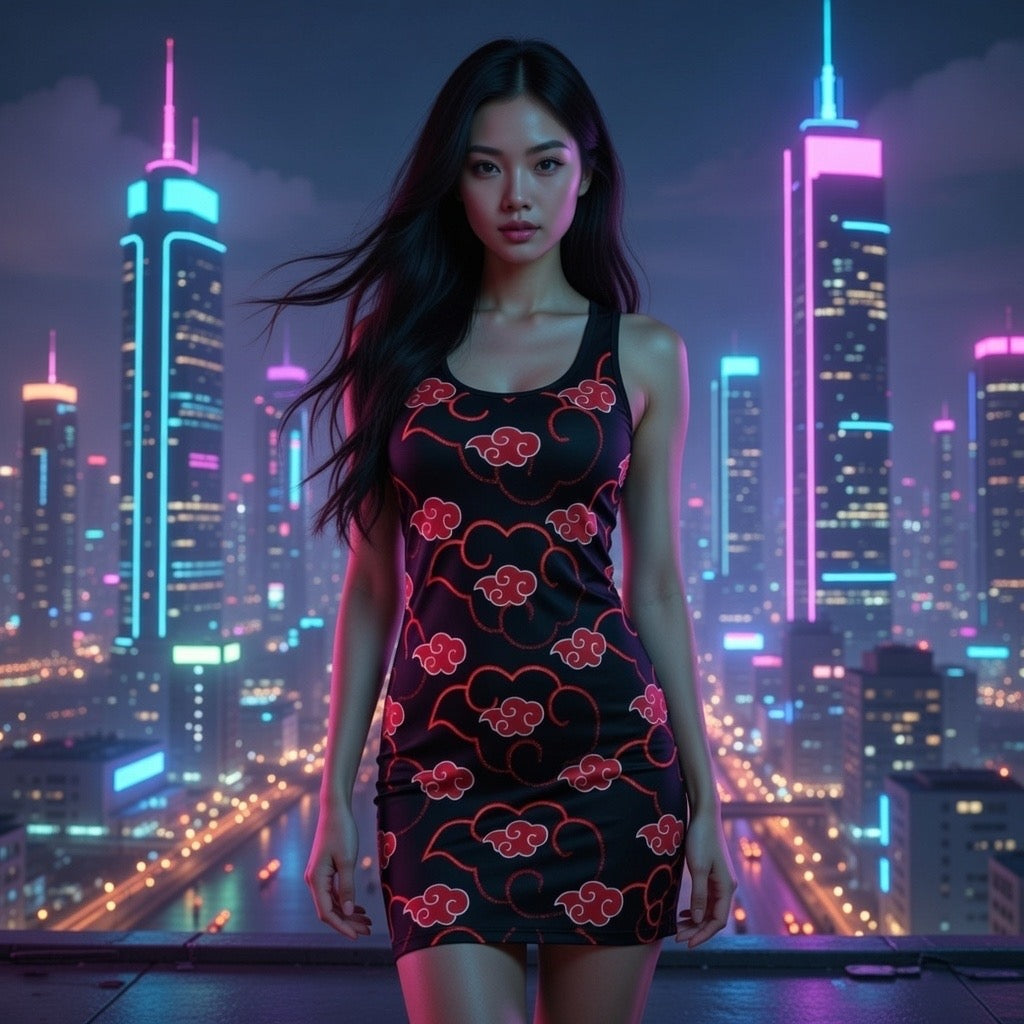 Fabled Fashion Akatsuki inspired Women's Cut & Sew Racerback Dress (AOP)