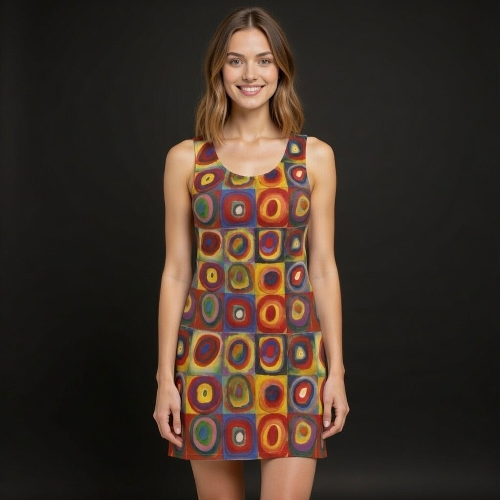 Fabled Fashion colour study by Wassily Kandinsky inspired  Women's Cut & Sew Racerback Dress (AOP)