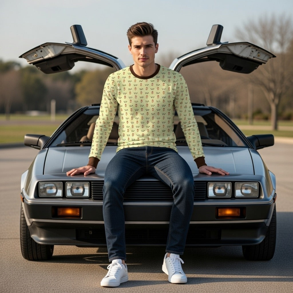 Fabled Fashion Electromagnetic wave pattern- Doc Emmett Brown in 1955 Back to the future inspired Men's Long sleeve Shirt