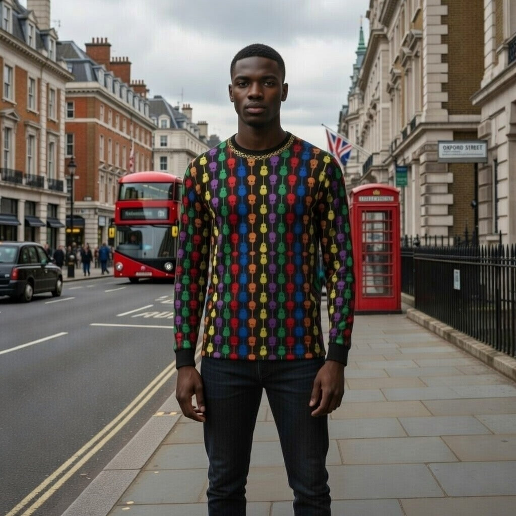 Fabled Fashion Guitar Duets multicolour pattern AOP Men's Long sleeve Shirt