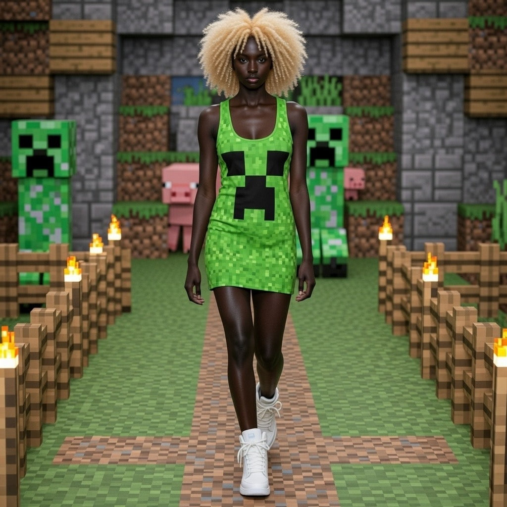 Dress - Fabled Fashion Minecraft inspired Creeper Racerback Dress