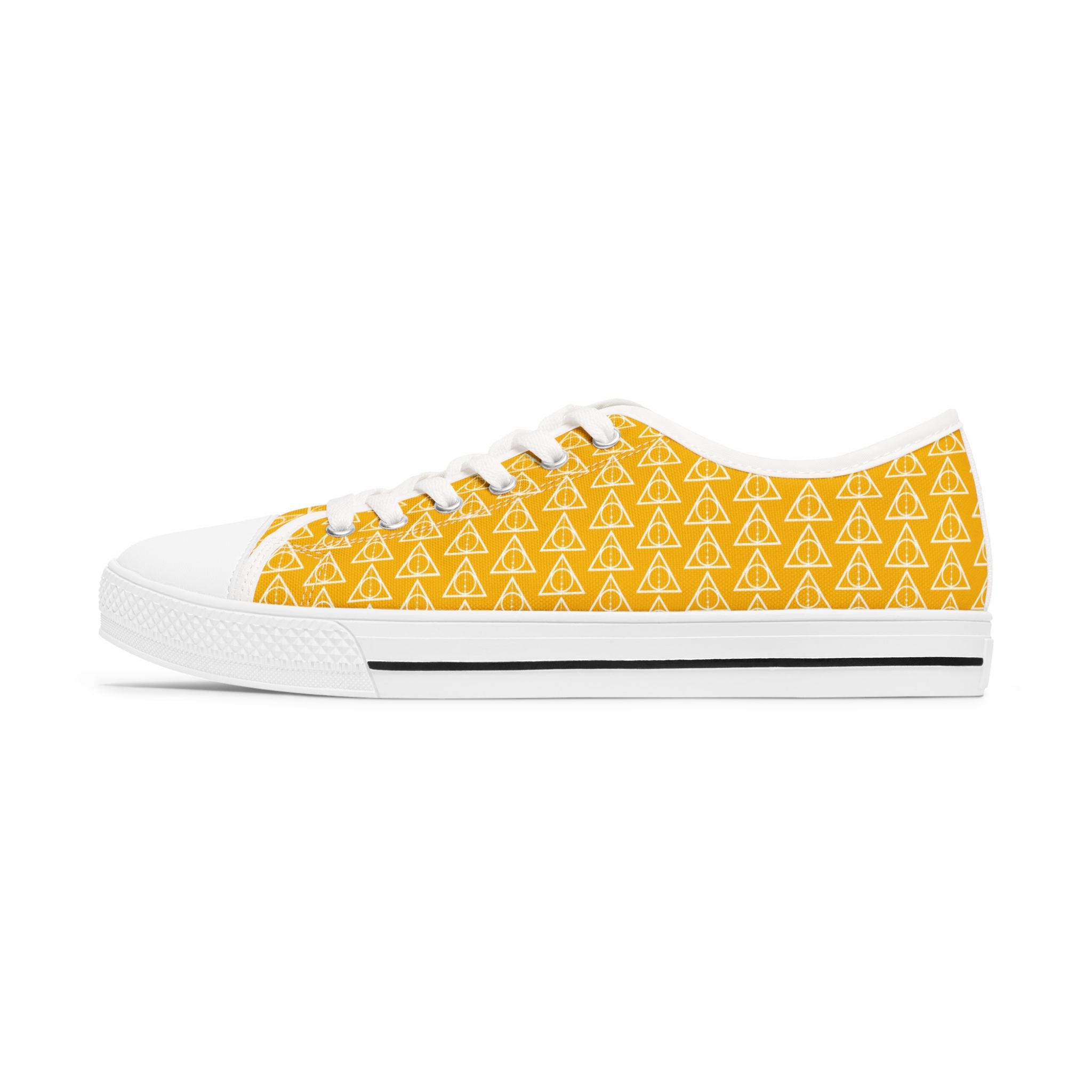 Harry Potter inspired Deathly Hallows Logo Women's Low Top Sneakers Yellow
