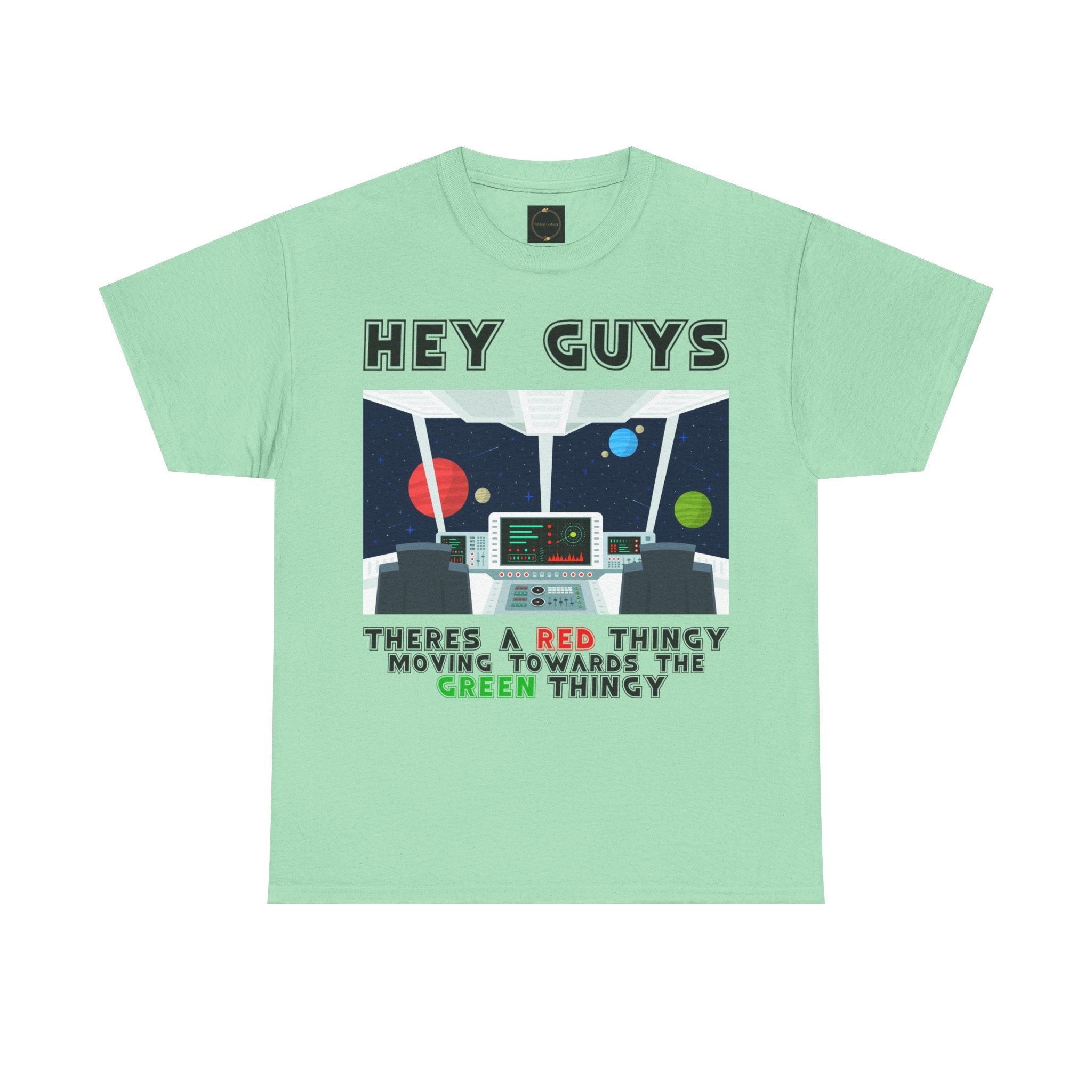Red Thingy moving towards the Green thingy Funny Unisex Heavy Cotton Tee