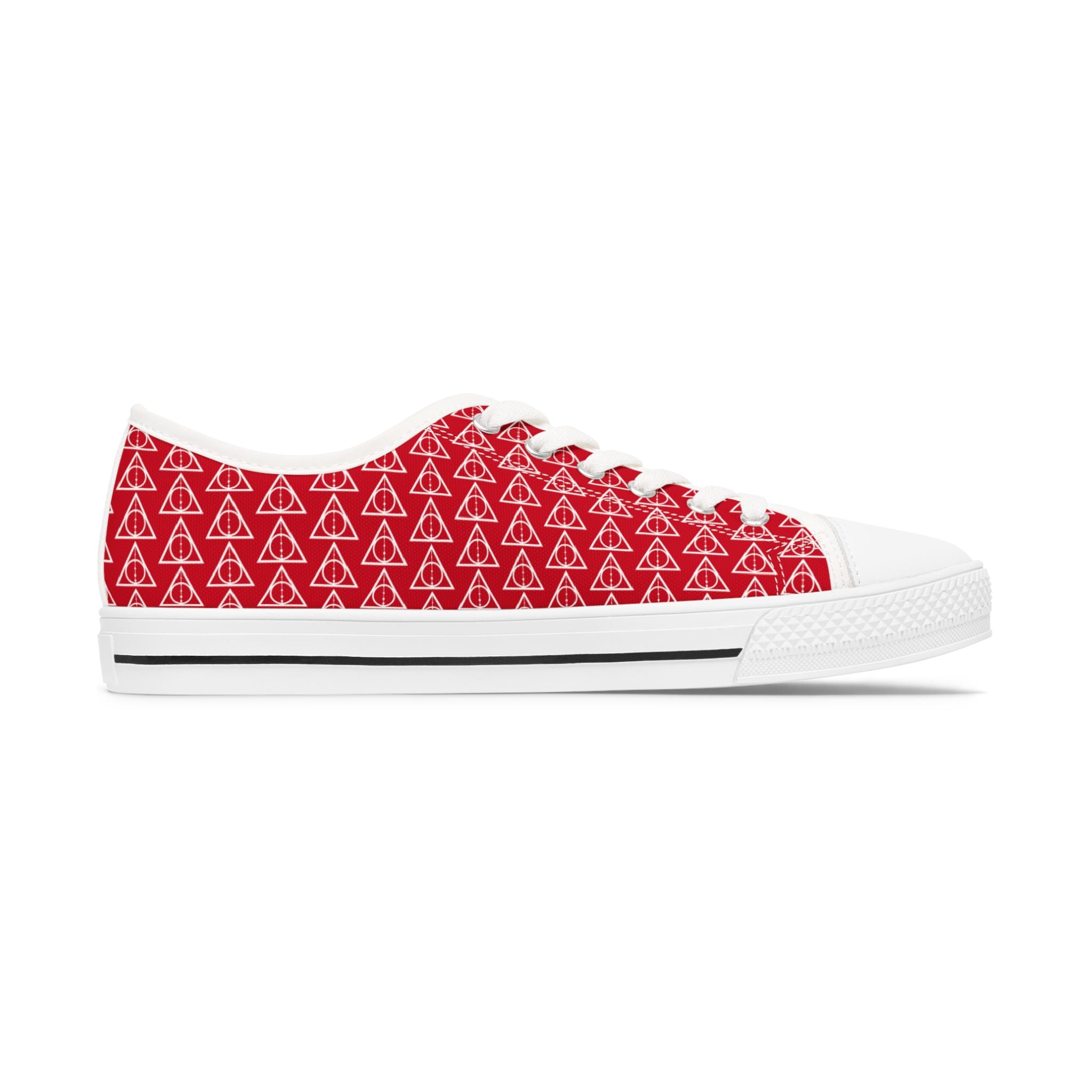 Harry Potter inspired Deathly Hallows Logo Women's Low Top Sneakers Red