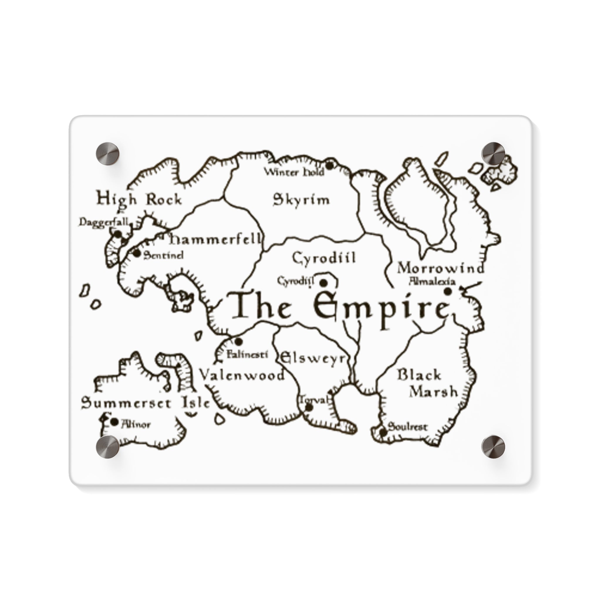 Tamriel map Dragonborn Skyrim Acrylic Wall Art Panels