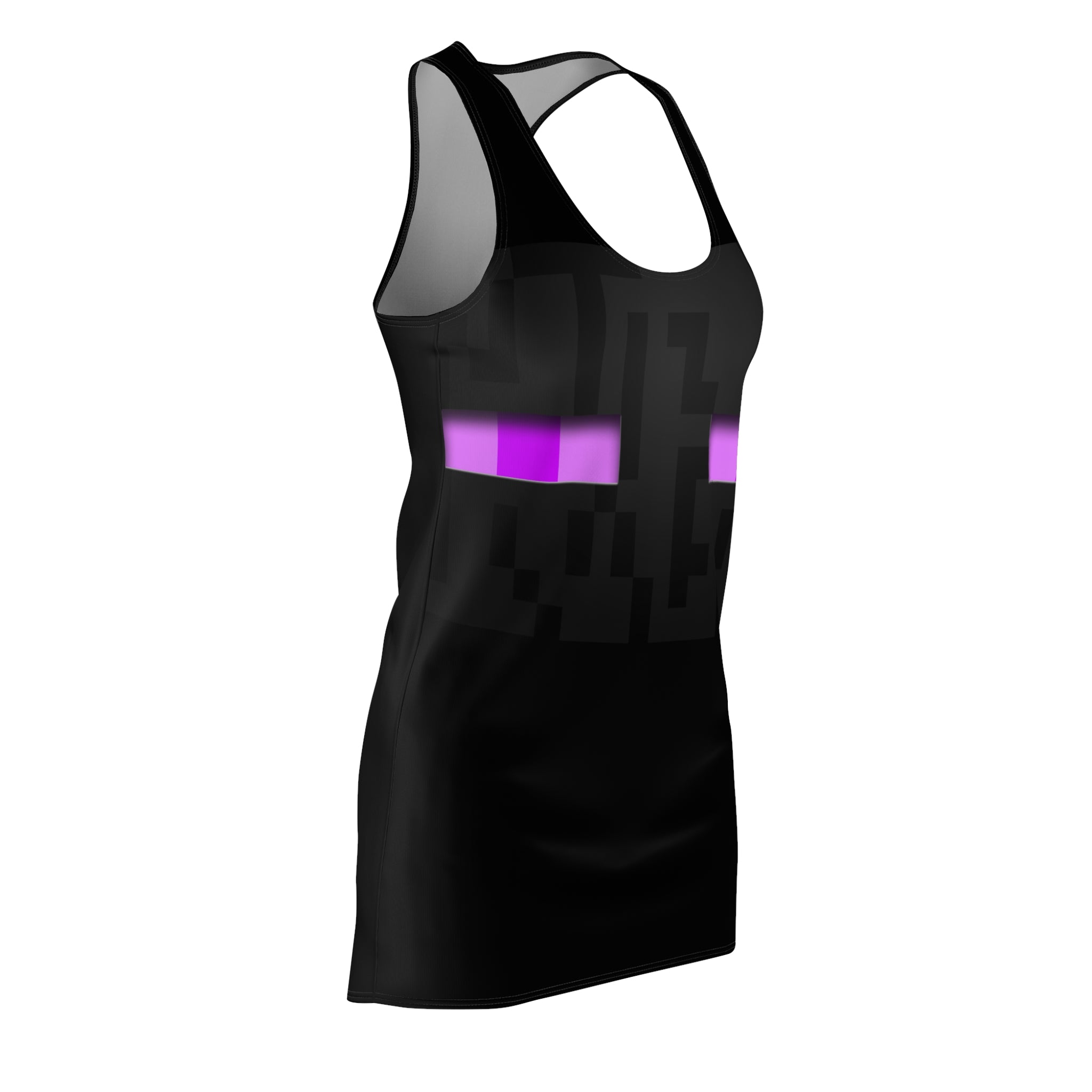 Fabled Fashion Minecraft inspired Enderman pattern Women's Cut & Sew Racerback Dress (AOP) Perfect for Halloween