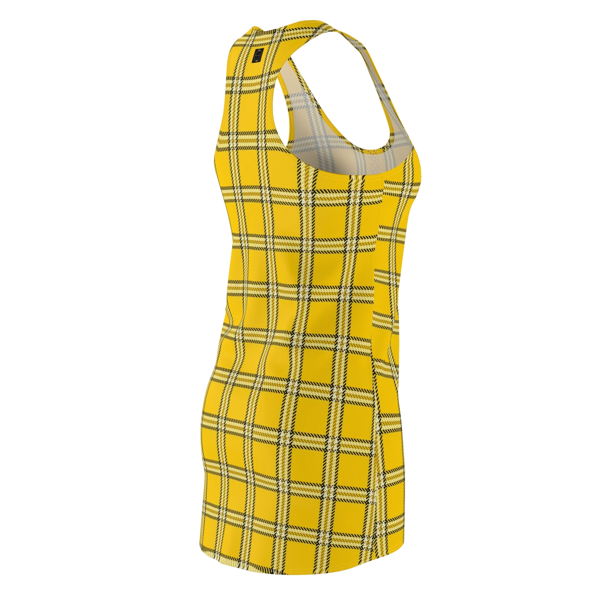 Fabled Fashion Yellow Plaid 'Clueless' inspired Dress with Celtic Knot effect Women's Cut & Sew Racerback Dress (AOP)