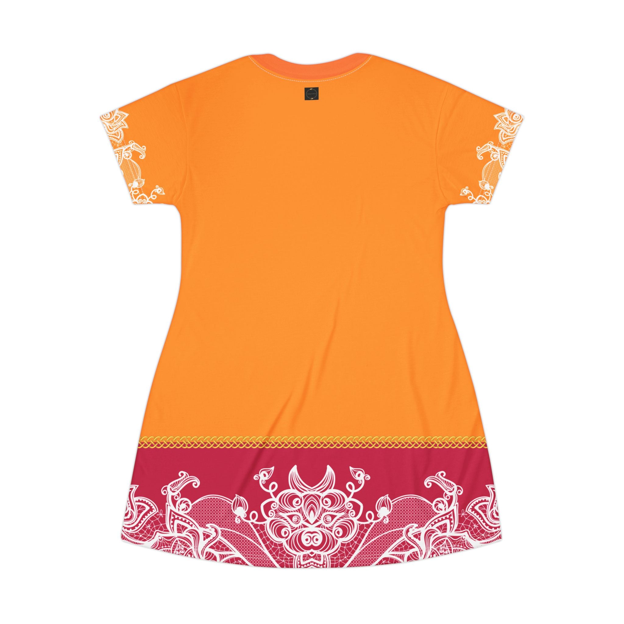 Fabled Fashion Velma Dinkley colour inspired Lace effect with Celtic Knot All Over Print Spring/Summer T-Shirt Dress