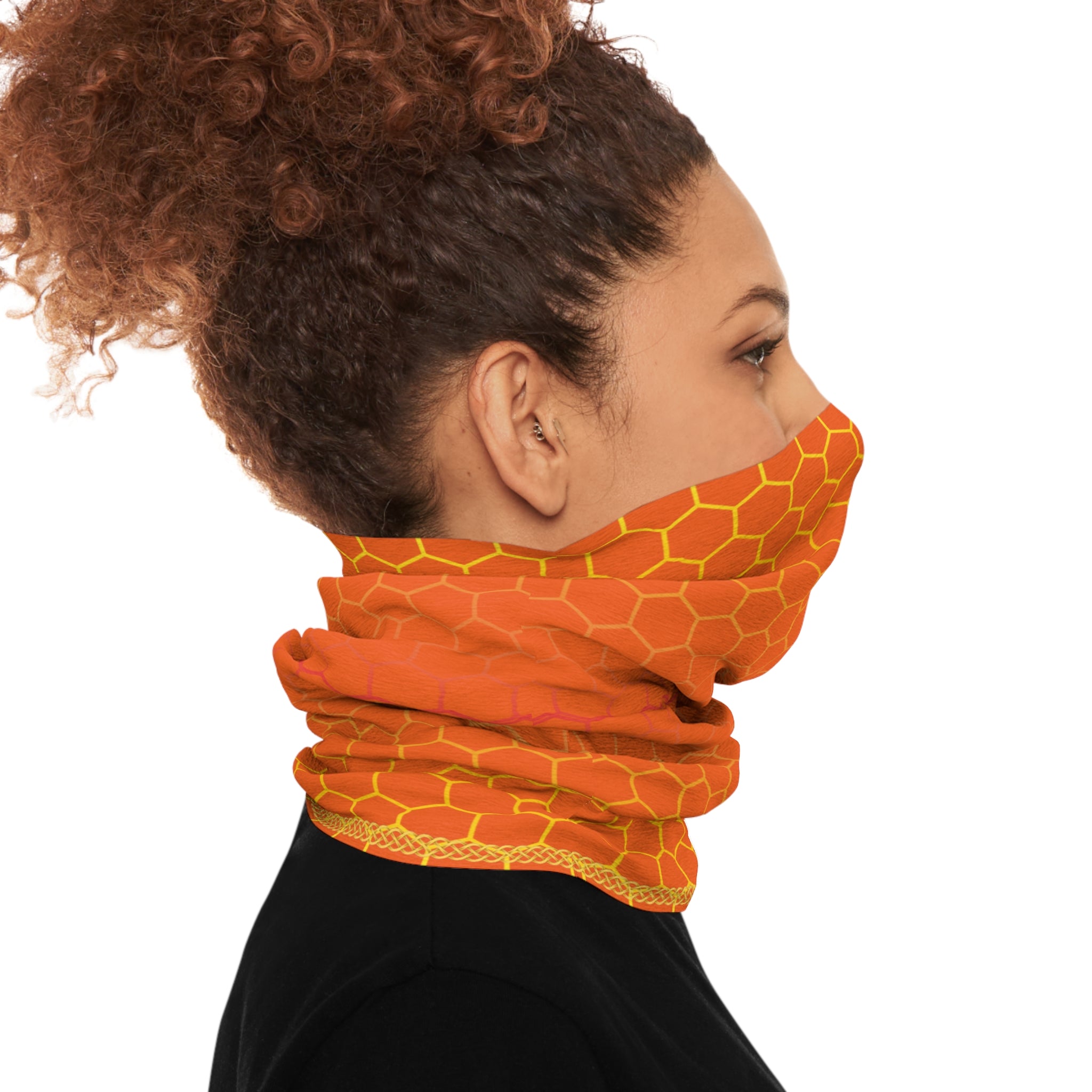Fabled Fashion Orange Honeycomb Print Tube Scarf
