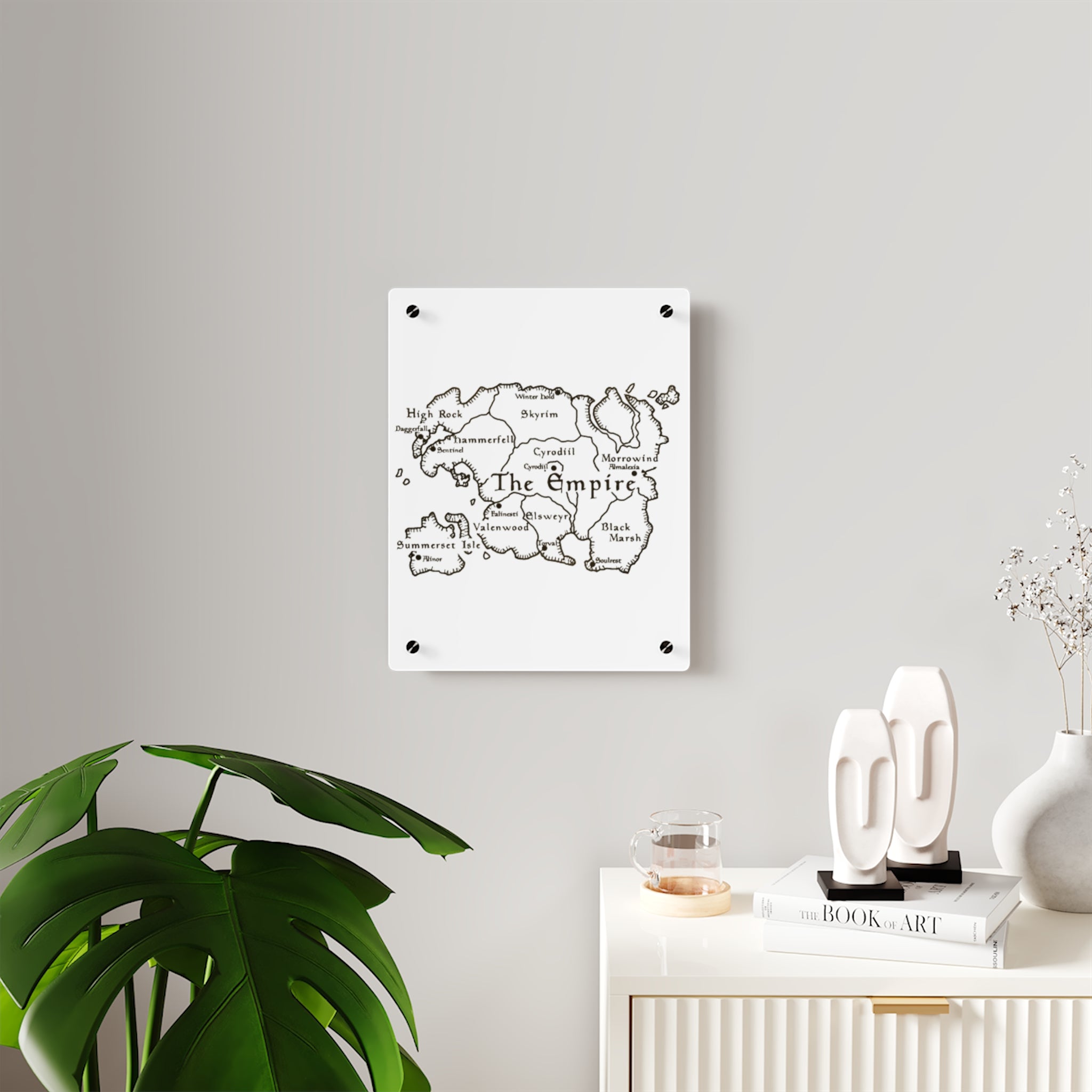 Tamriel map Dragonborn Skyrim Acrylic Wall Art Panels