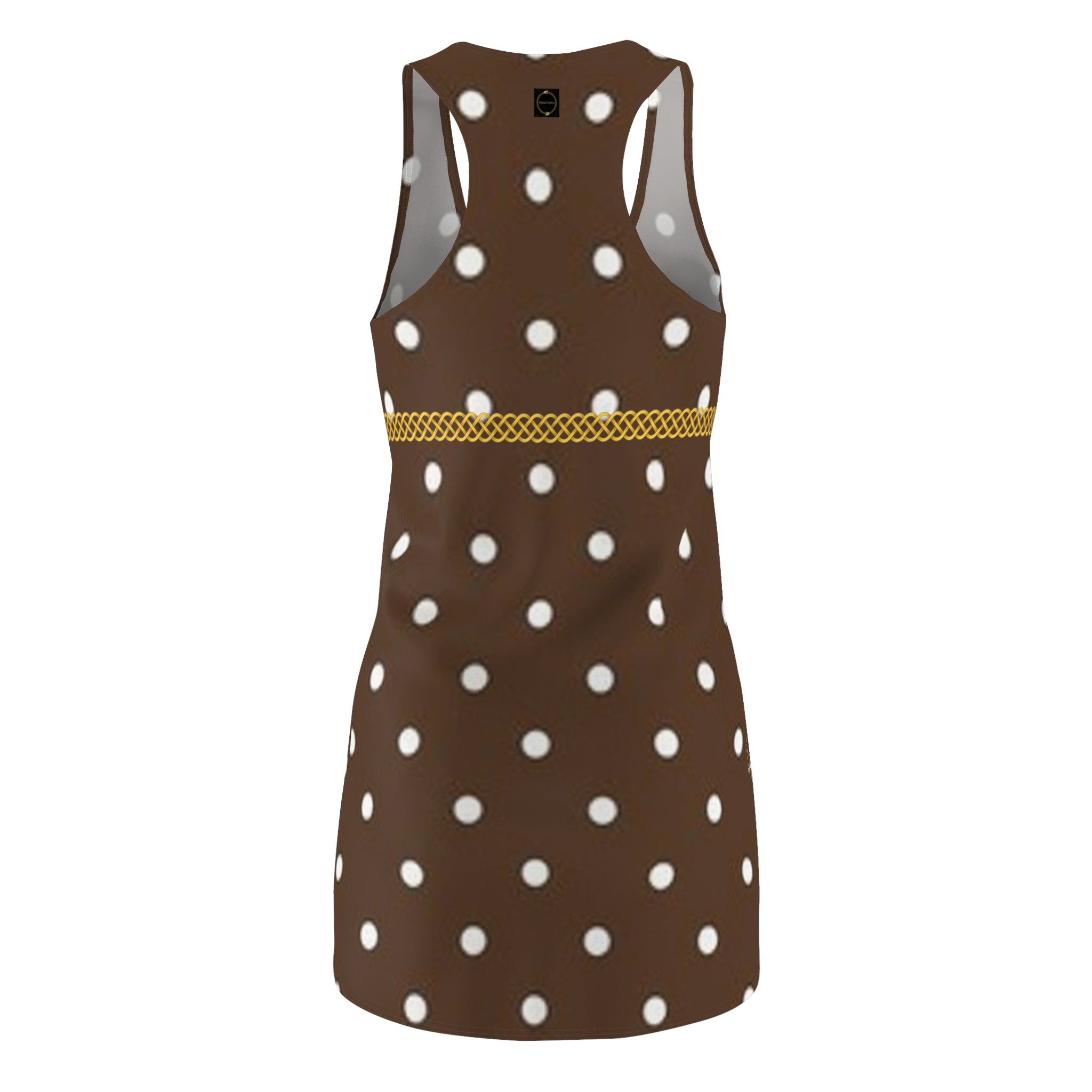 Fabled Fashion Chocolate Polka Dot with Celtic Knot effect Women's Cut & Sew Racerback Dress (AOP) inspired by Vivian in Pretty Woman