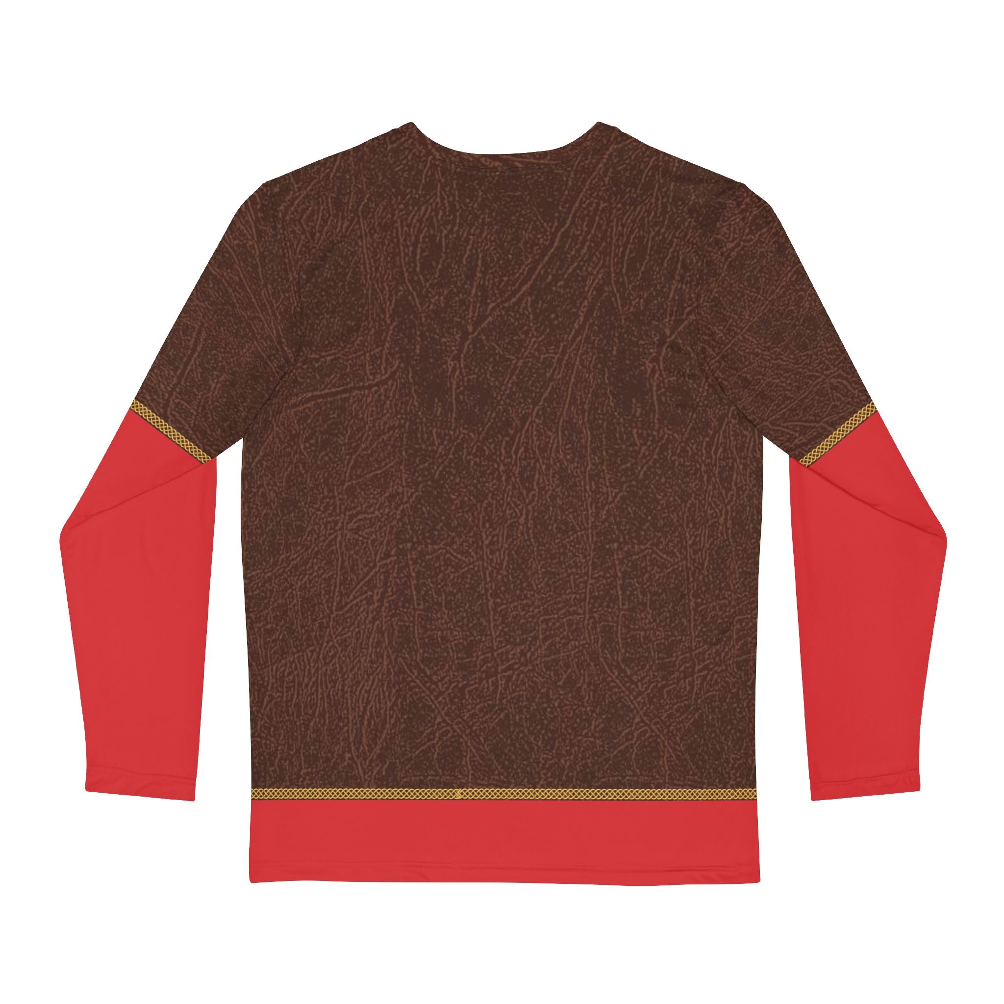 Fabled Fashion Men's Long Sleeve Madder Red and Faux Leather effect AOP Shirt