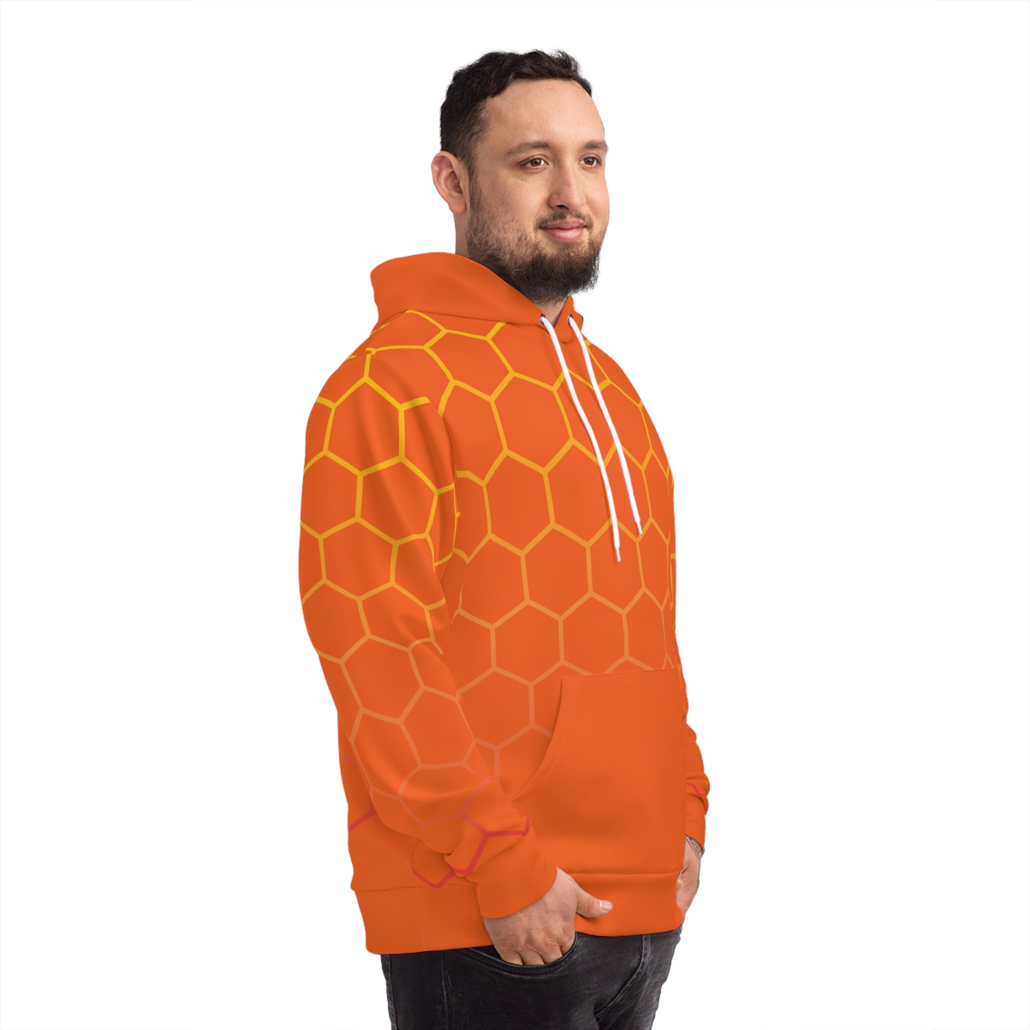 Orange Honeycomb Fashion Hoodie from Fabled Fashion
