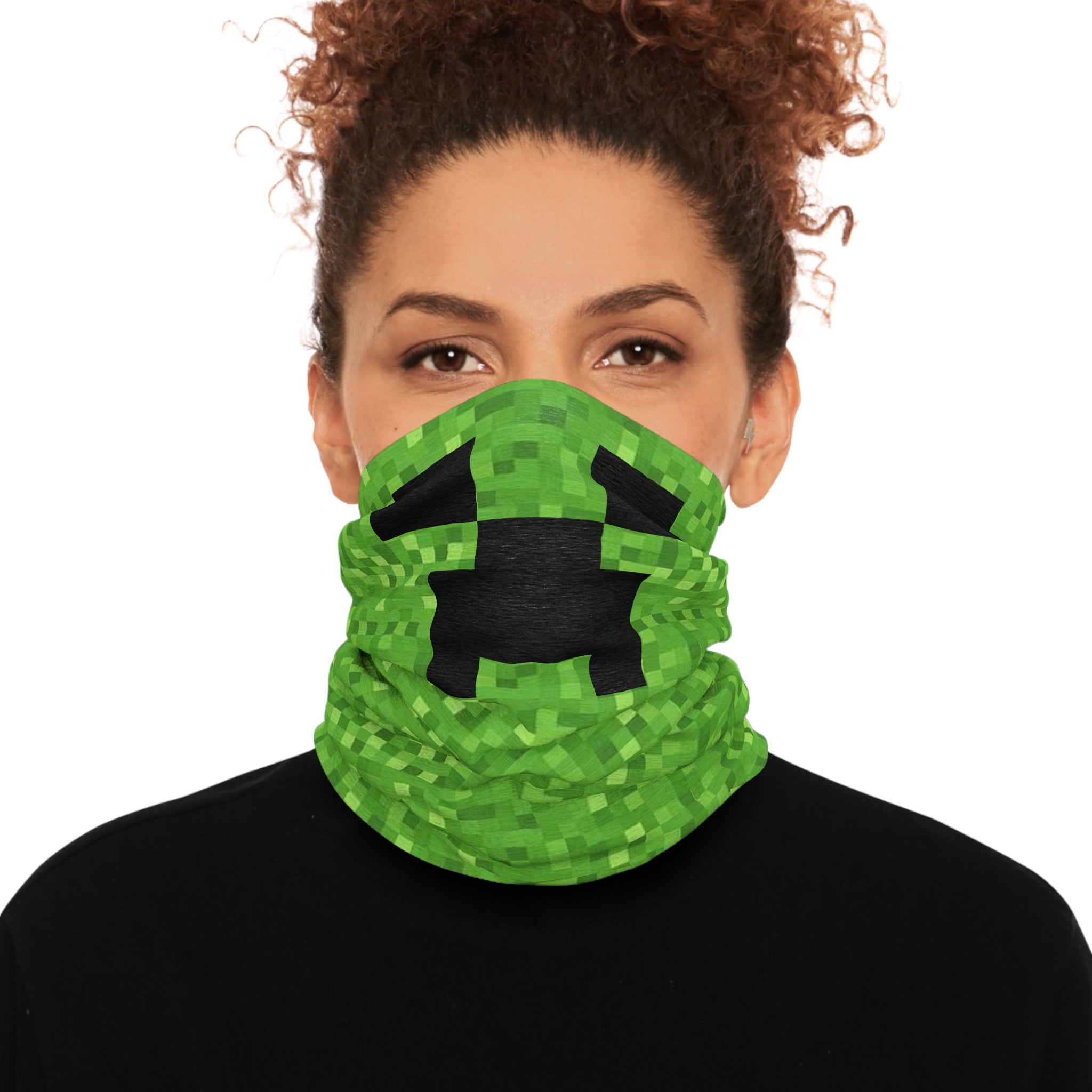 Minecraft Creeper inspired printed Tube Scarf. Perfect for Halloween