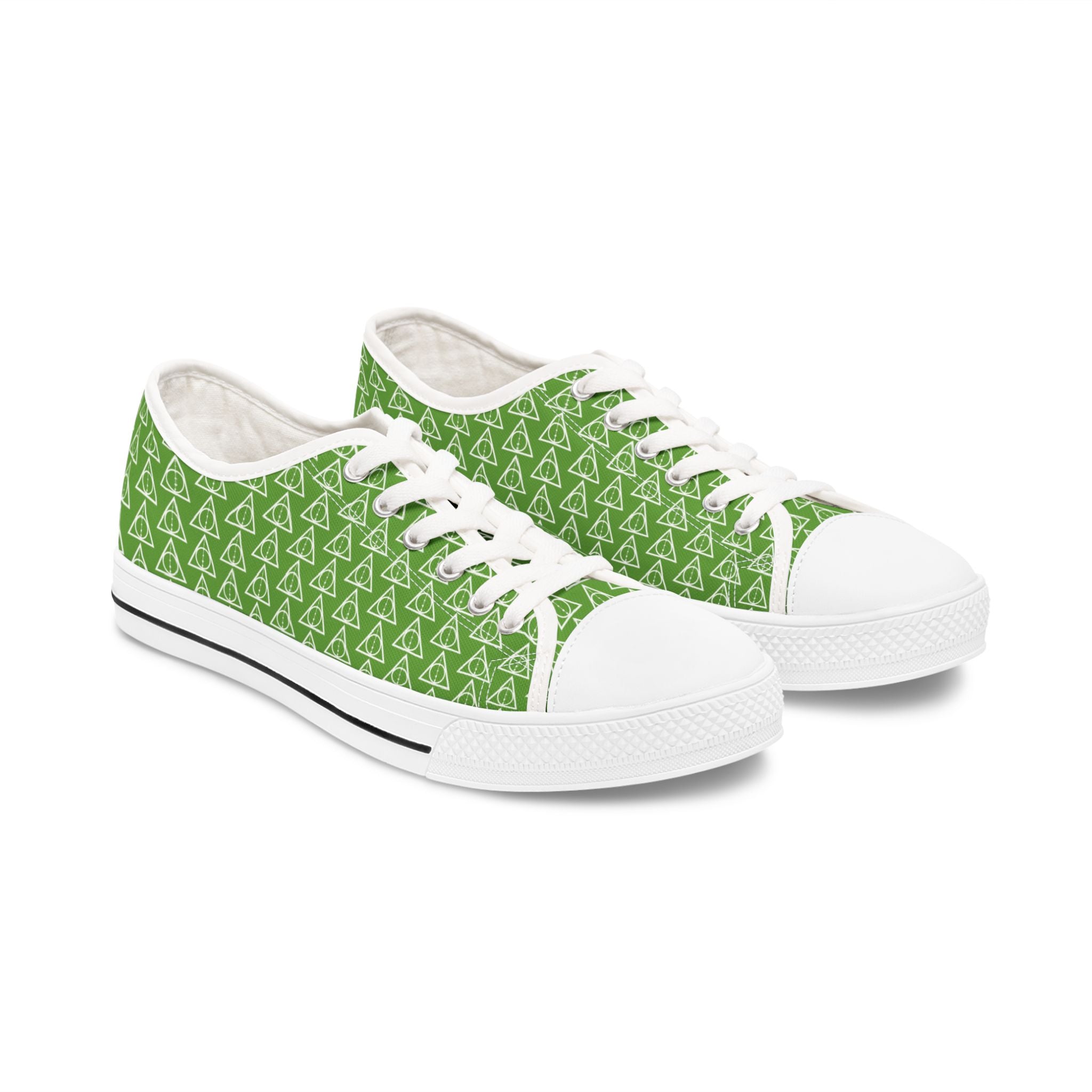 Harry Potter inspired Deathly Hallows Logo Women's Low Top Sneakers Green